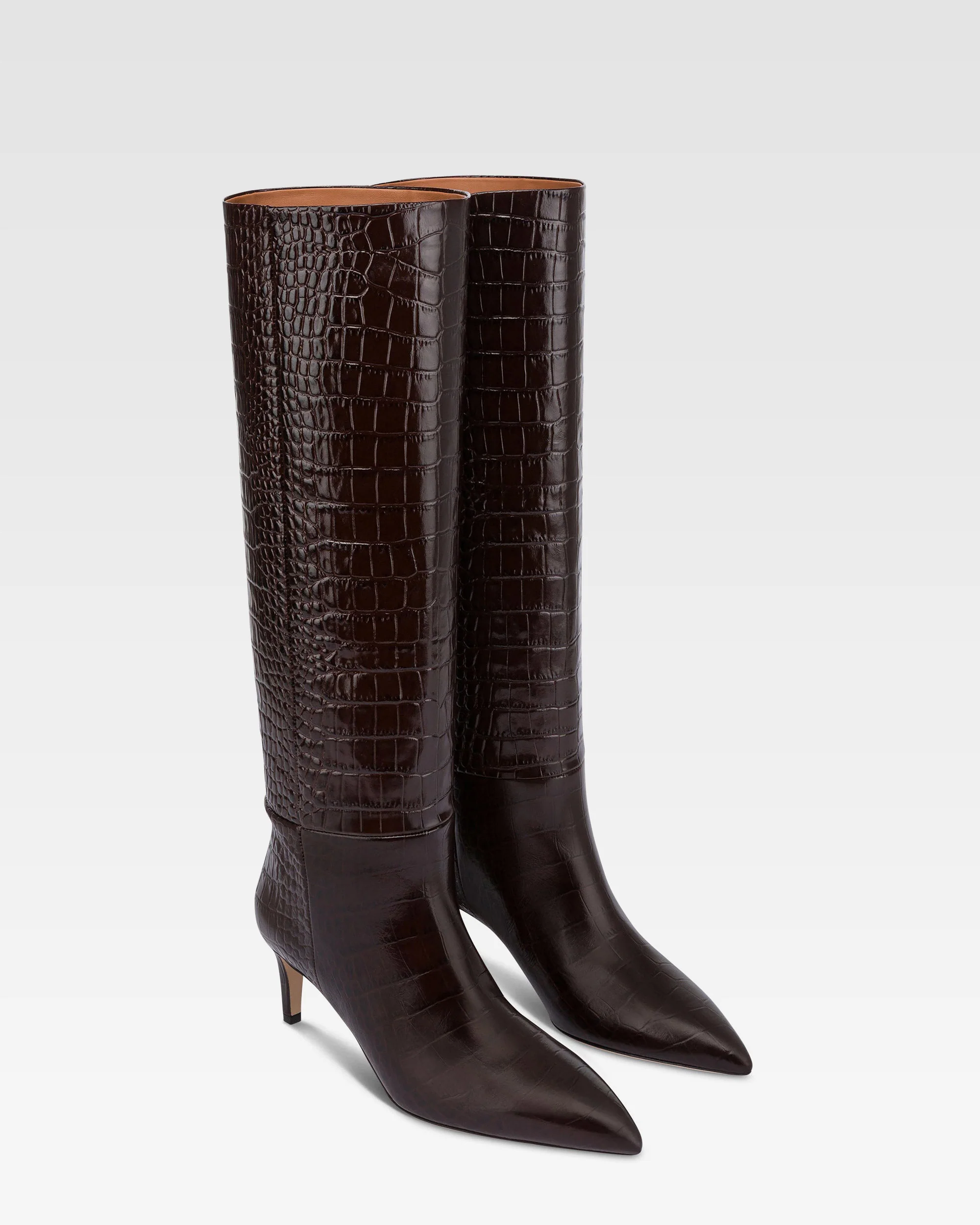 Boots in ebony croco-embossed leather - Image 2