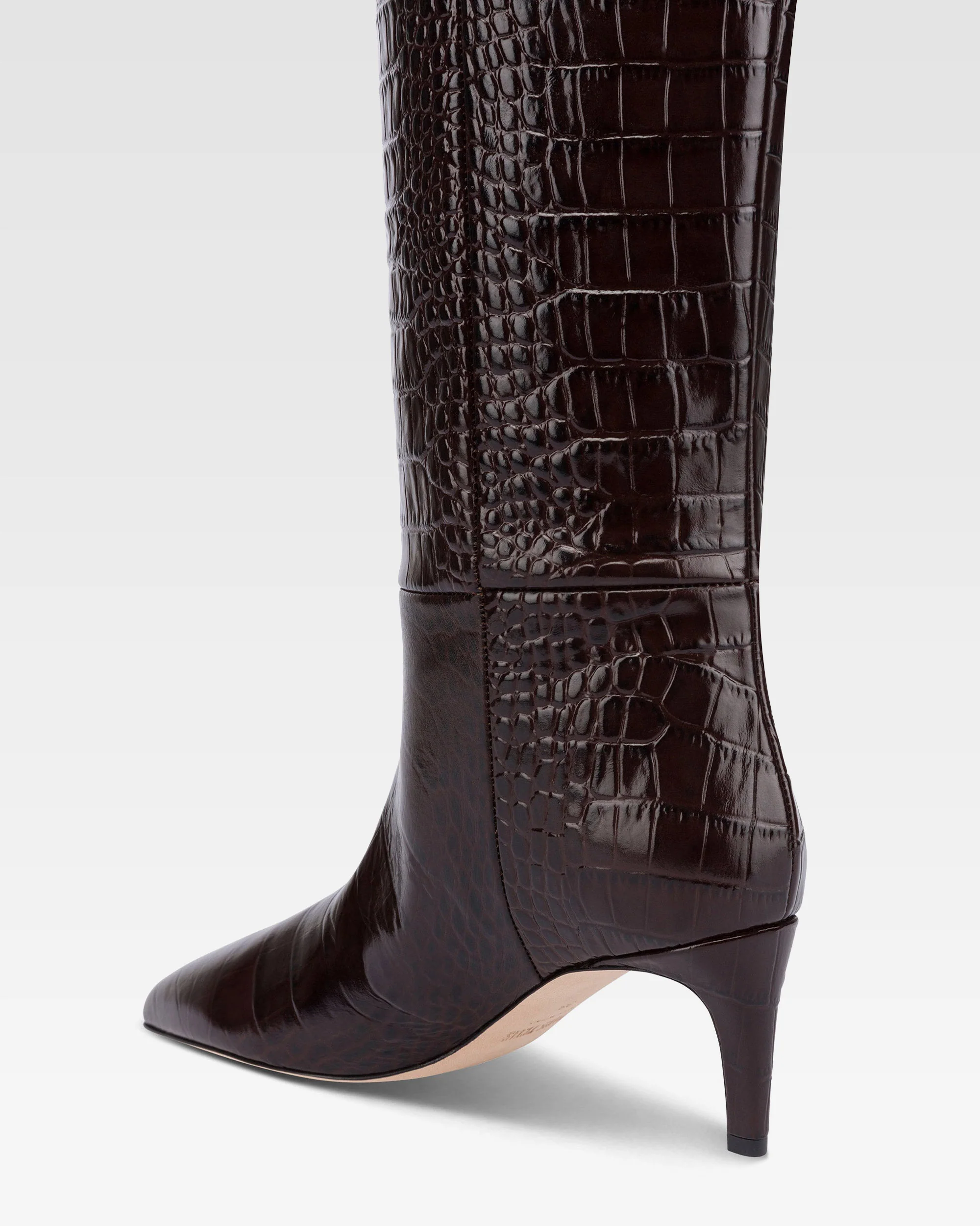 Boots in ebony croco-embossed leather - Image 5