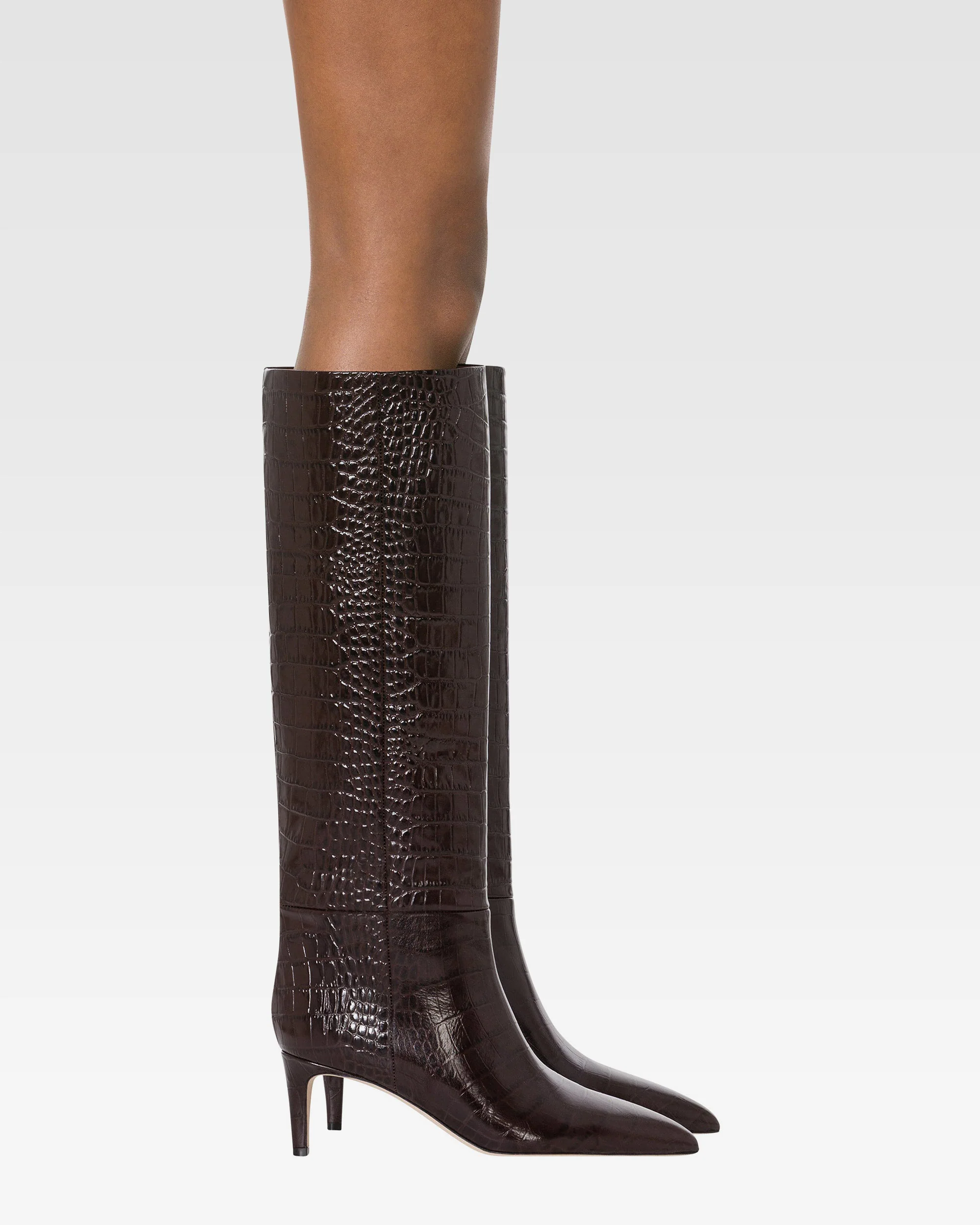 Boots in ebony croco-embossed leather - Image 6