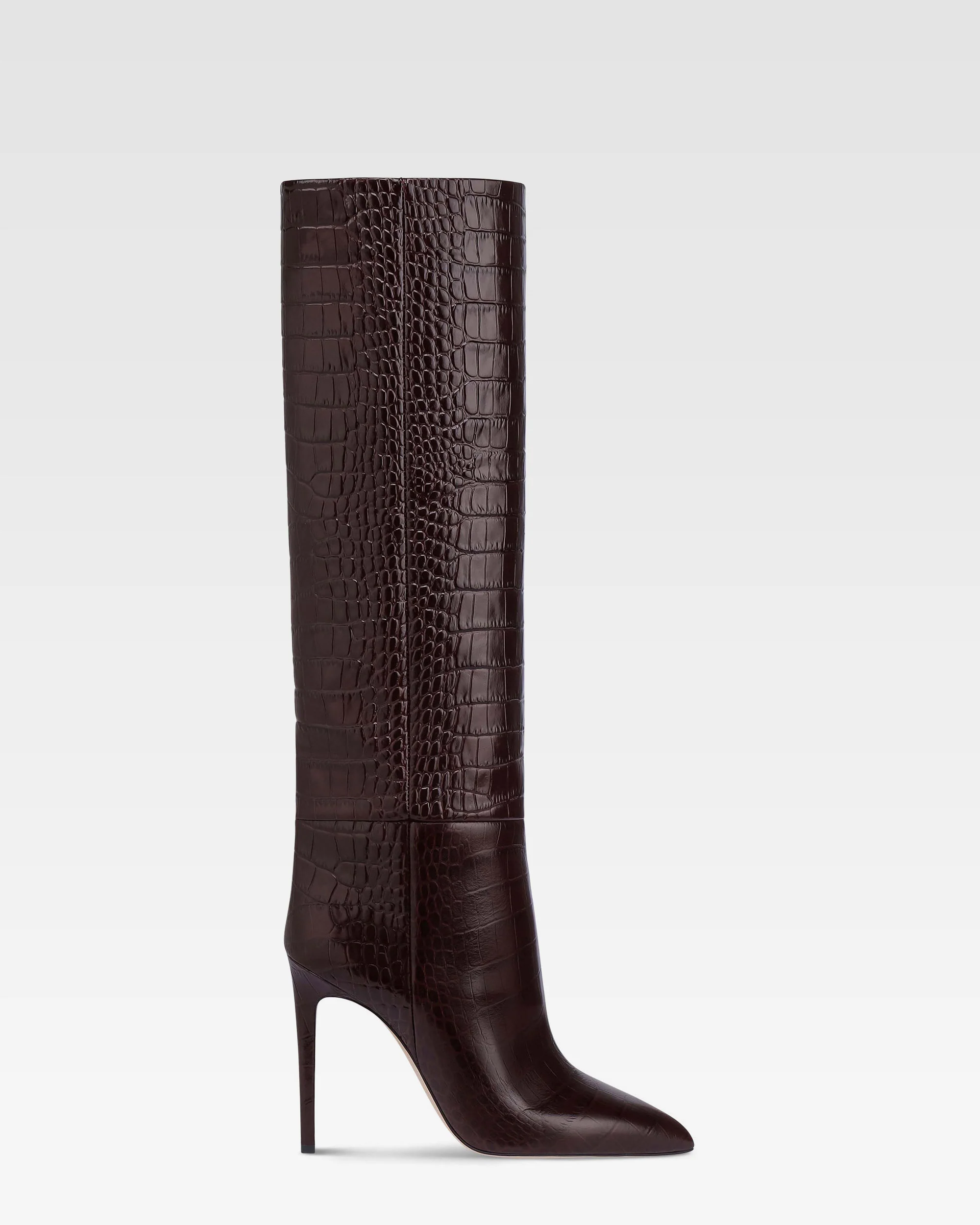 Boots in rouge noir croco-embossed leather