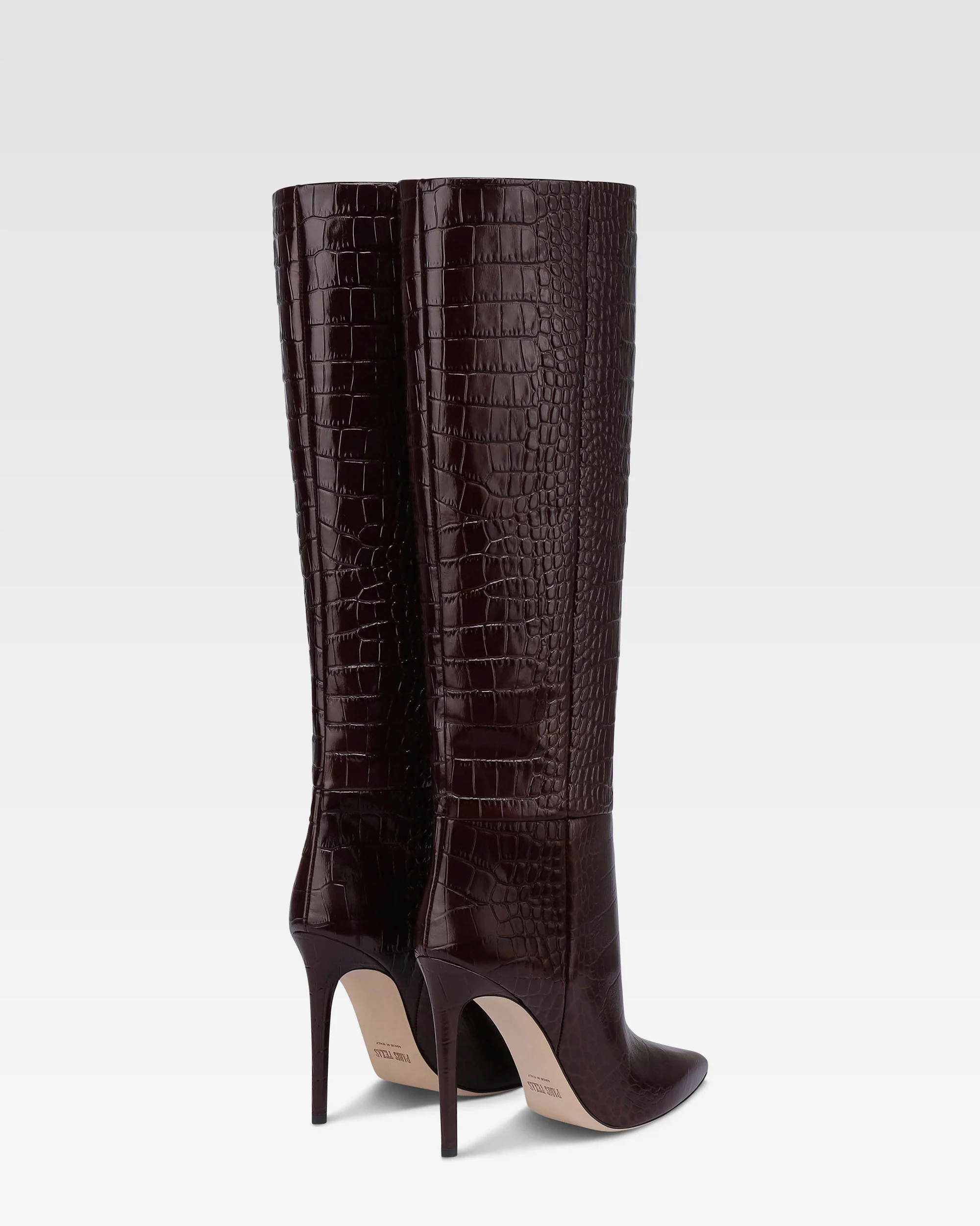 Boots in rouge noir croco-embossed leather - Image 3