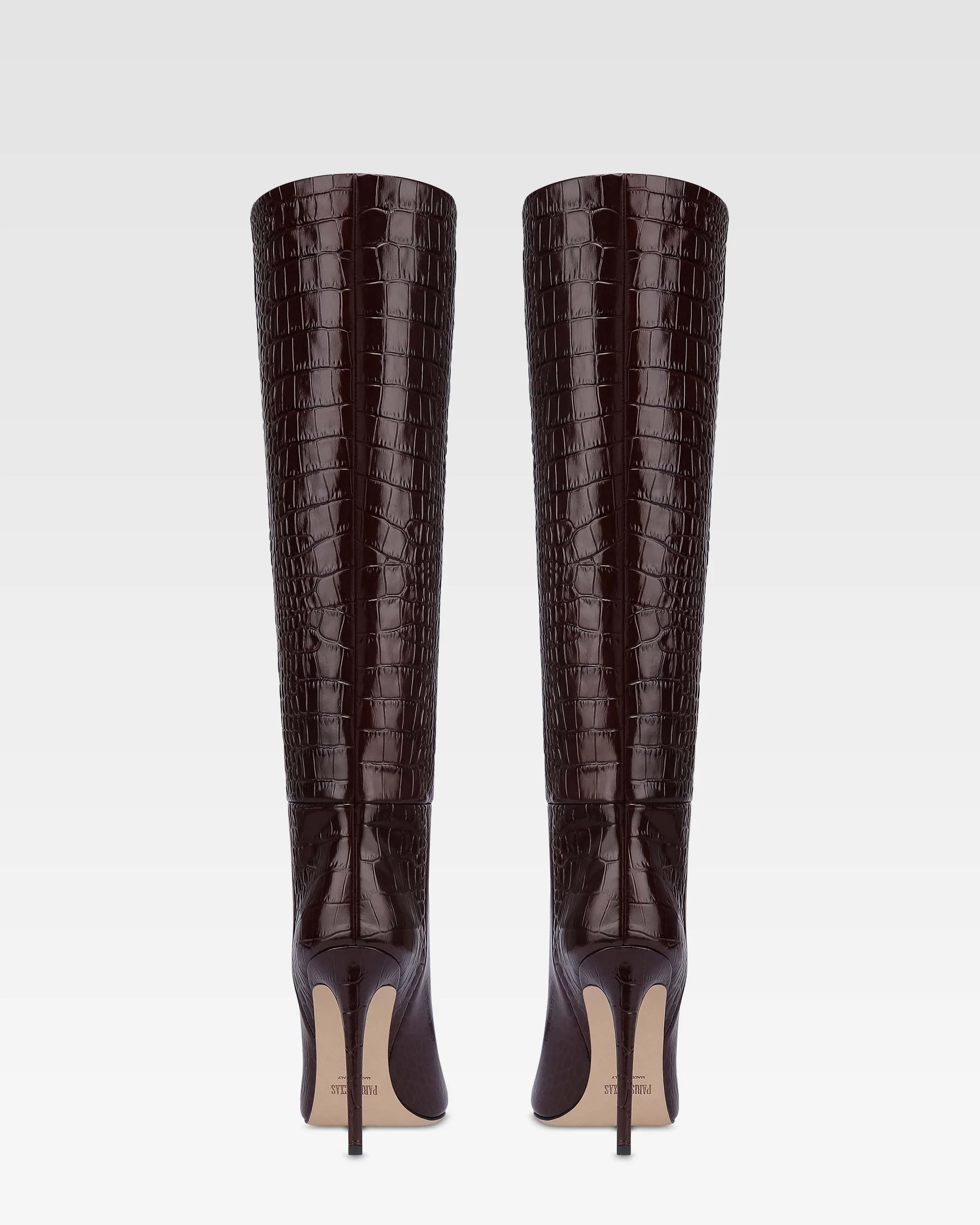 Boots in rouge noir croco-embossed leather - Image 4