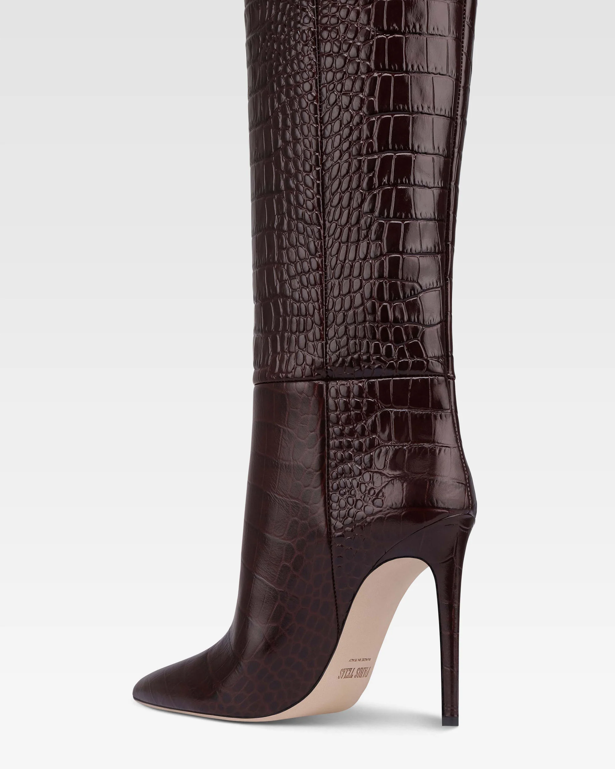 Boots in rouge noir croco-embossed leather - Image 5