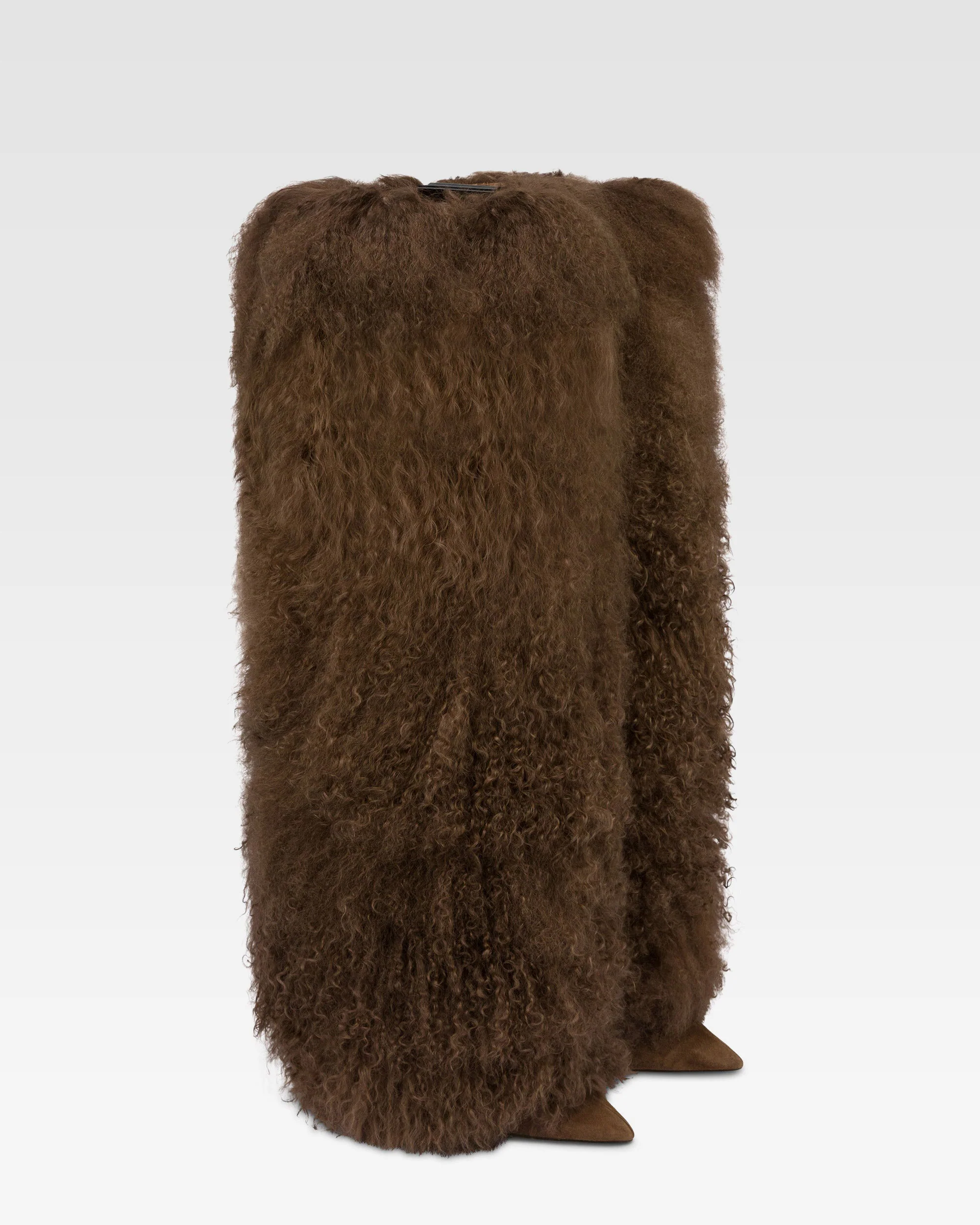Boots in suede and brown mongolian fur - Image 2