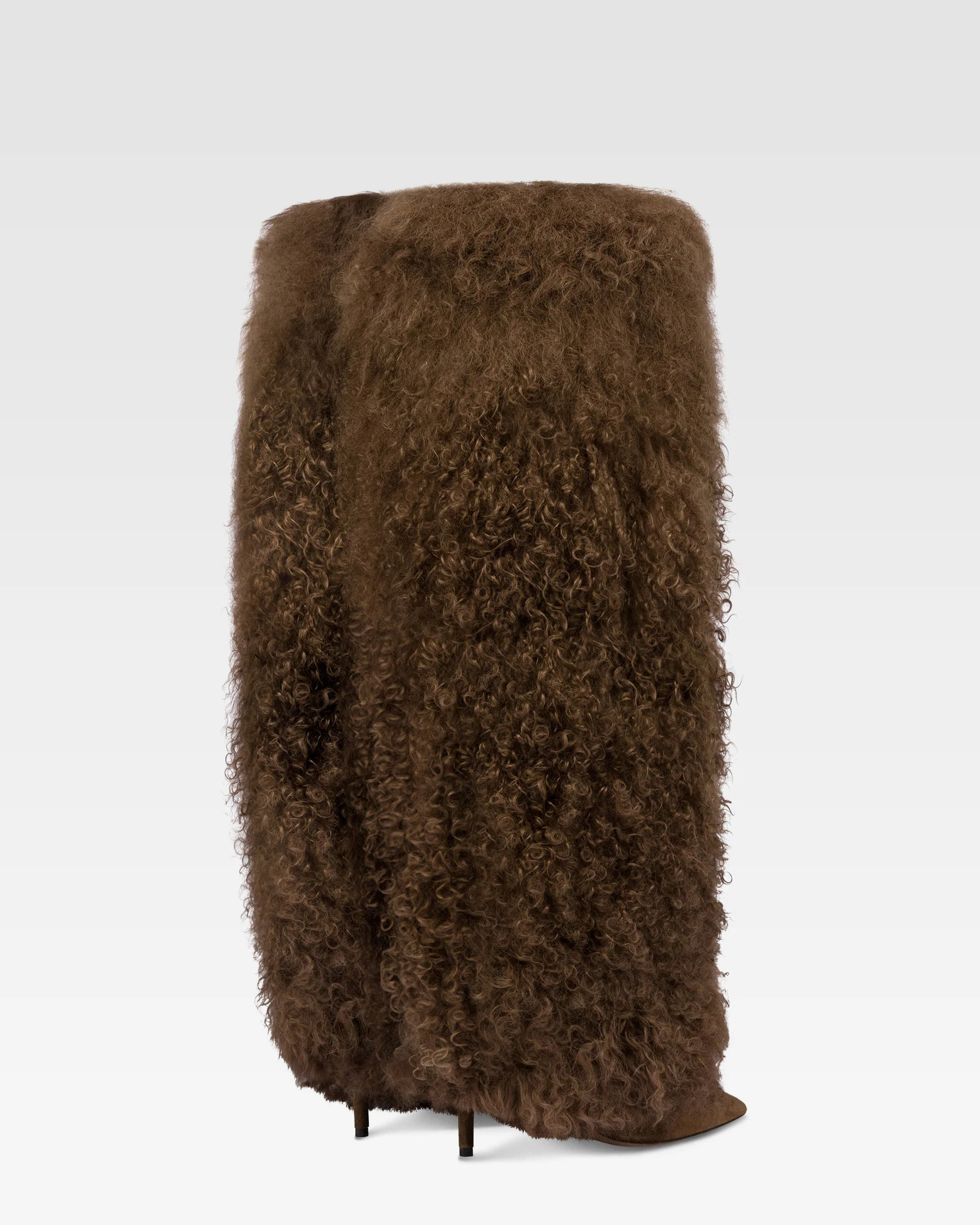 Boots in suede and brown mongolian fur - Image 3
