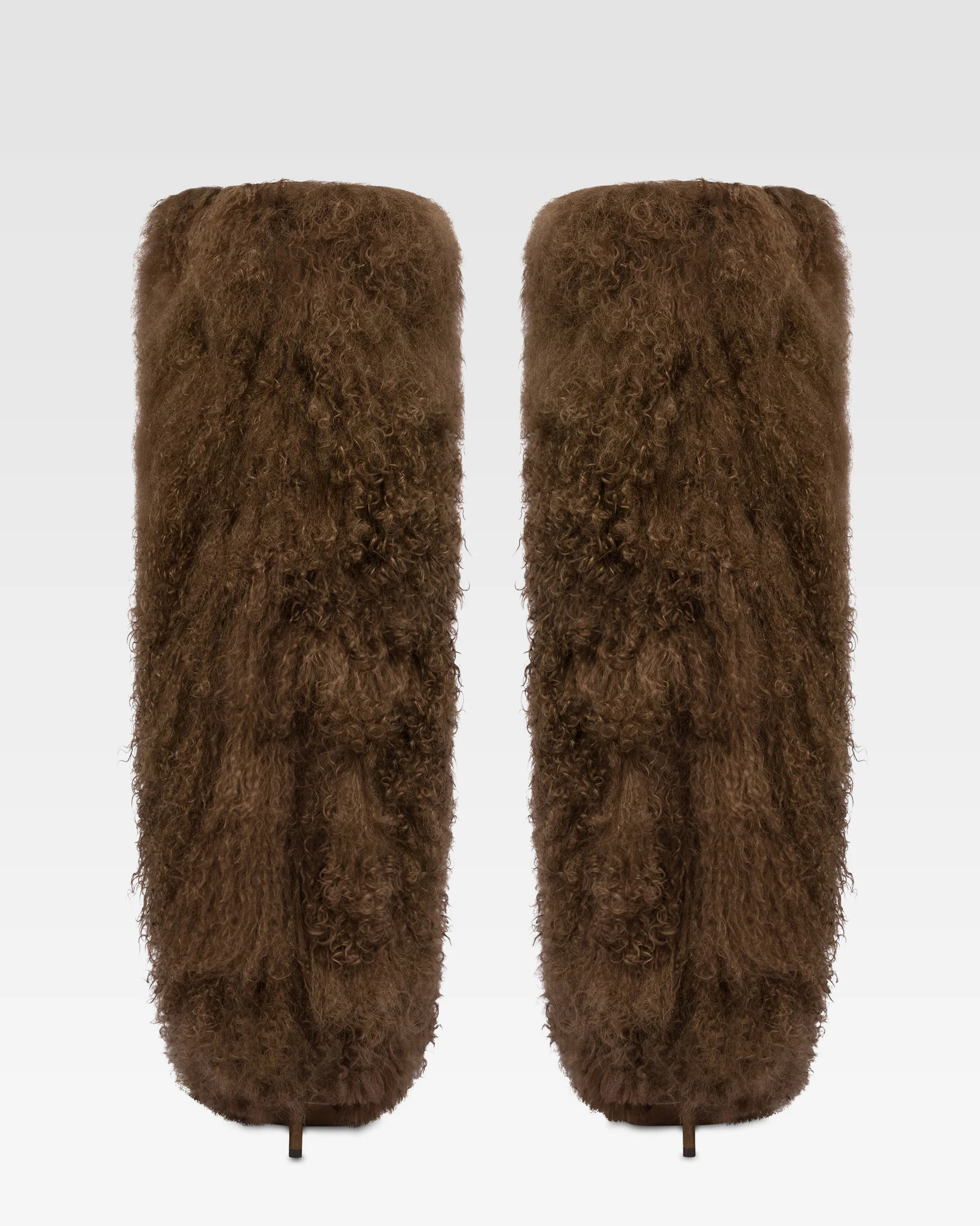 Boots in suede and brown mongolian fur - Image 4