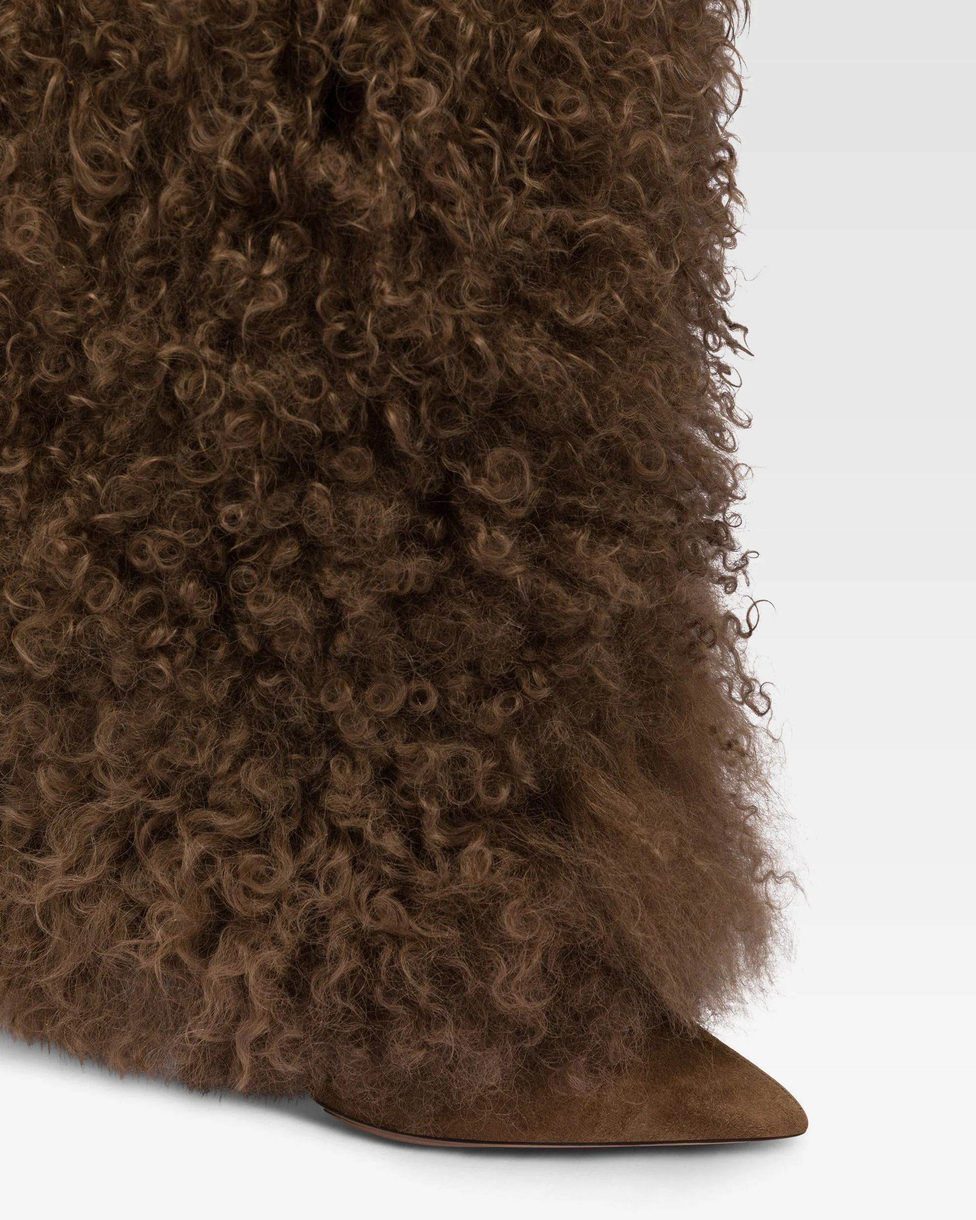 Boots in suede and brown mongolian fur - Image 5