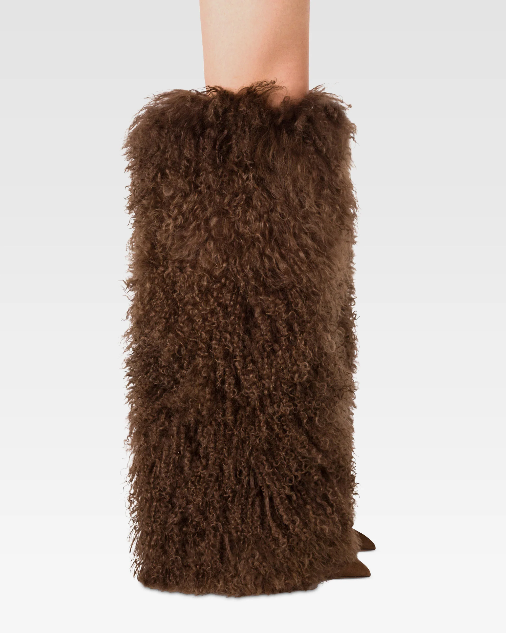 Boots in suede and brown mongolian fur - Image 6