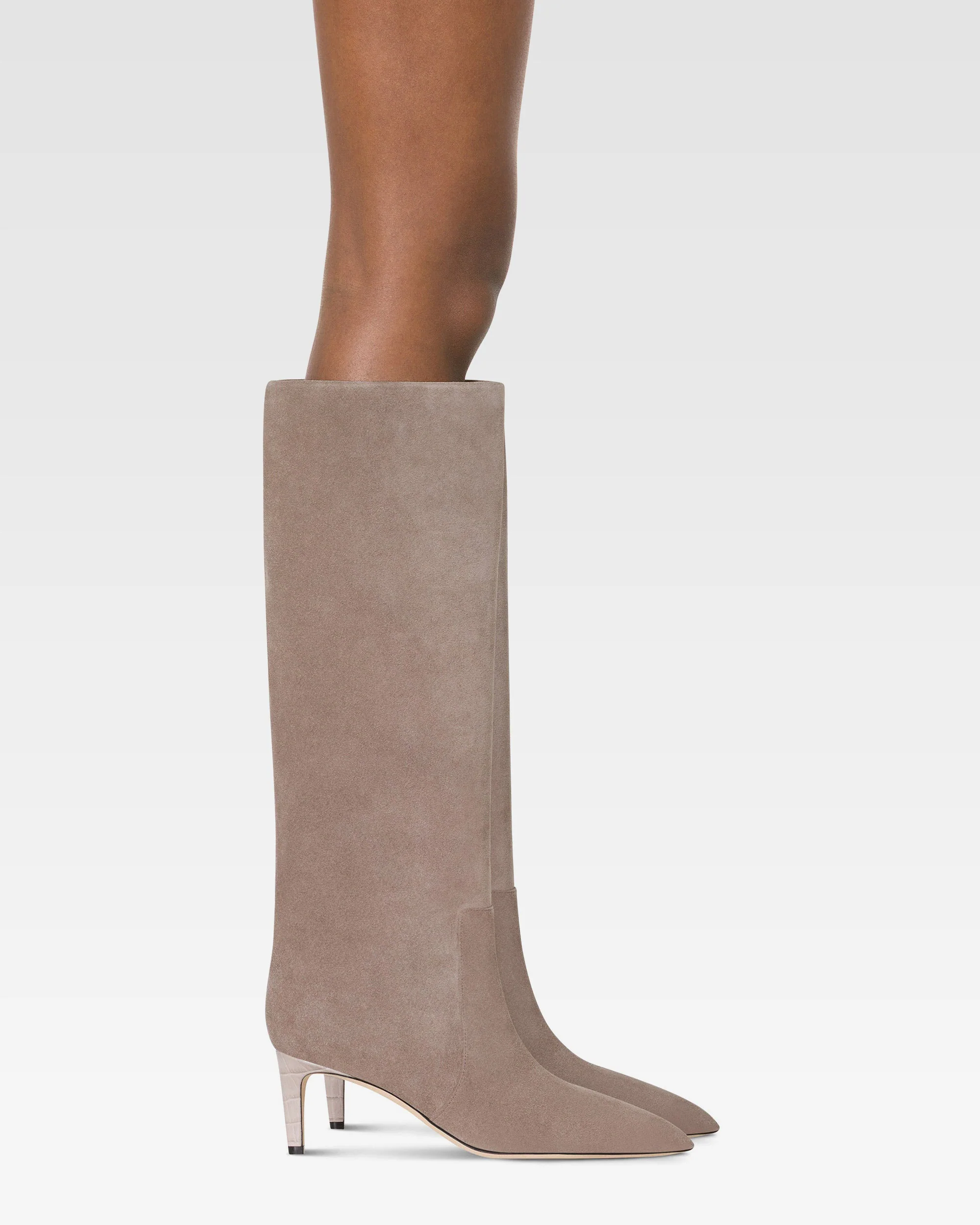Boots in taupe calf suede leather - Image 6