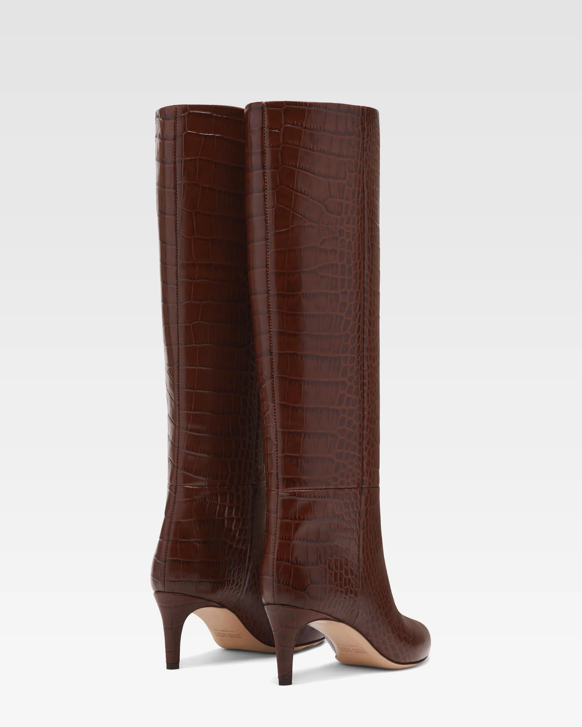Chocolate brown croc-effect leather heel 60 boots - Image 3