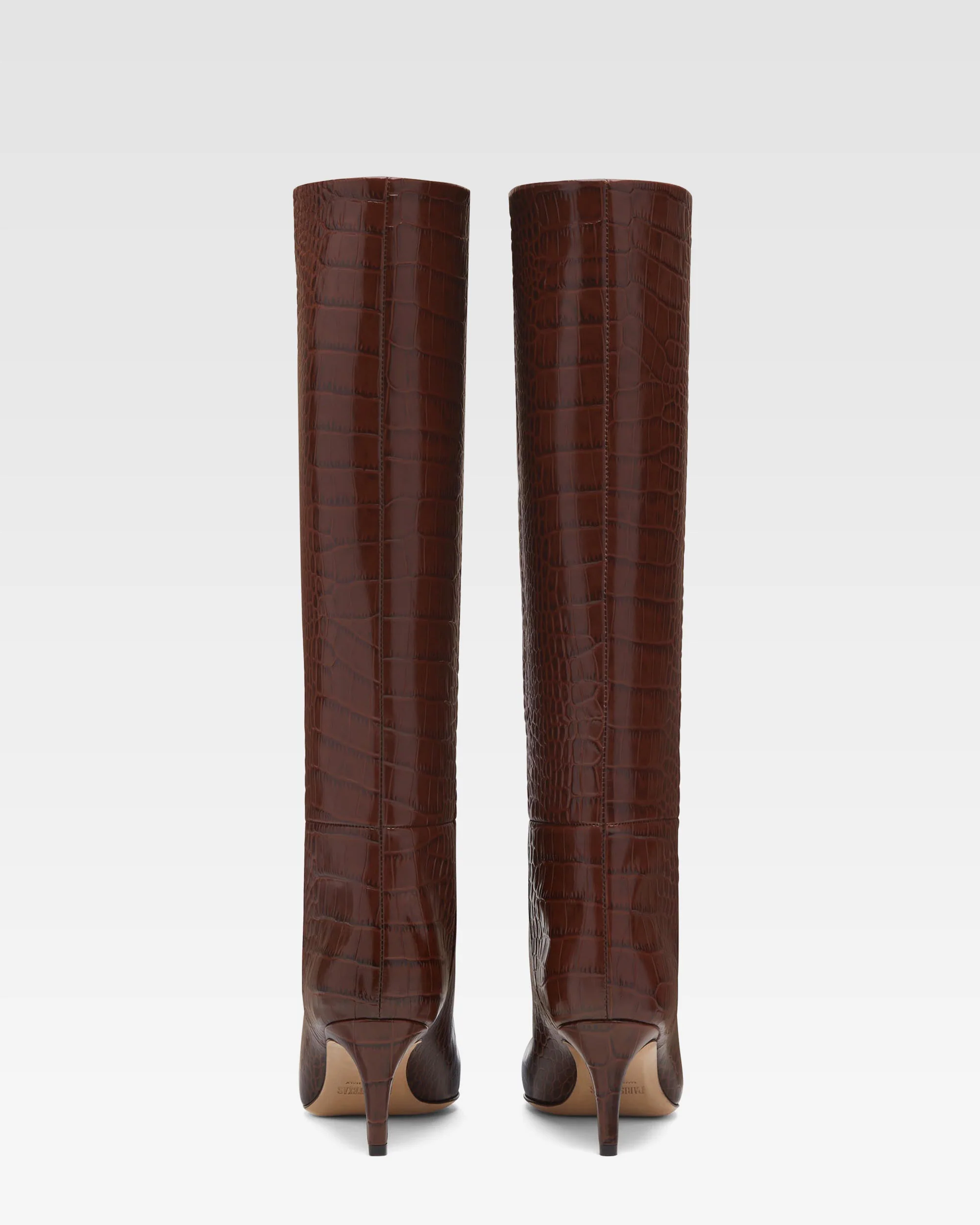 Chocolate brown croc-effect leather heel 60 boots - Image 4