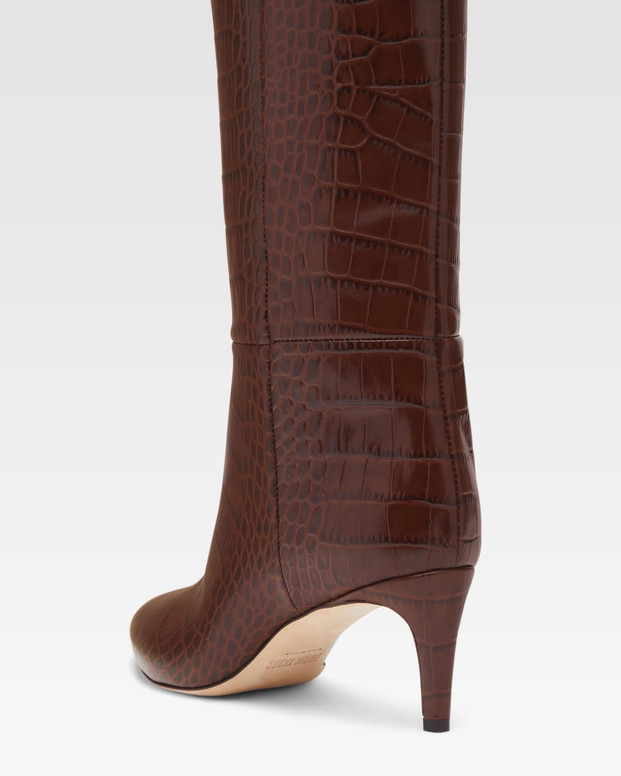 Chocolate brown croc-effect leather heel 60 boots - Image 5