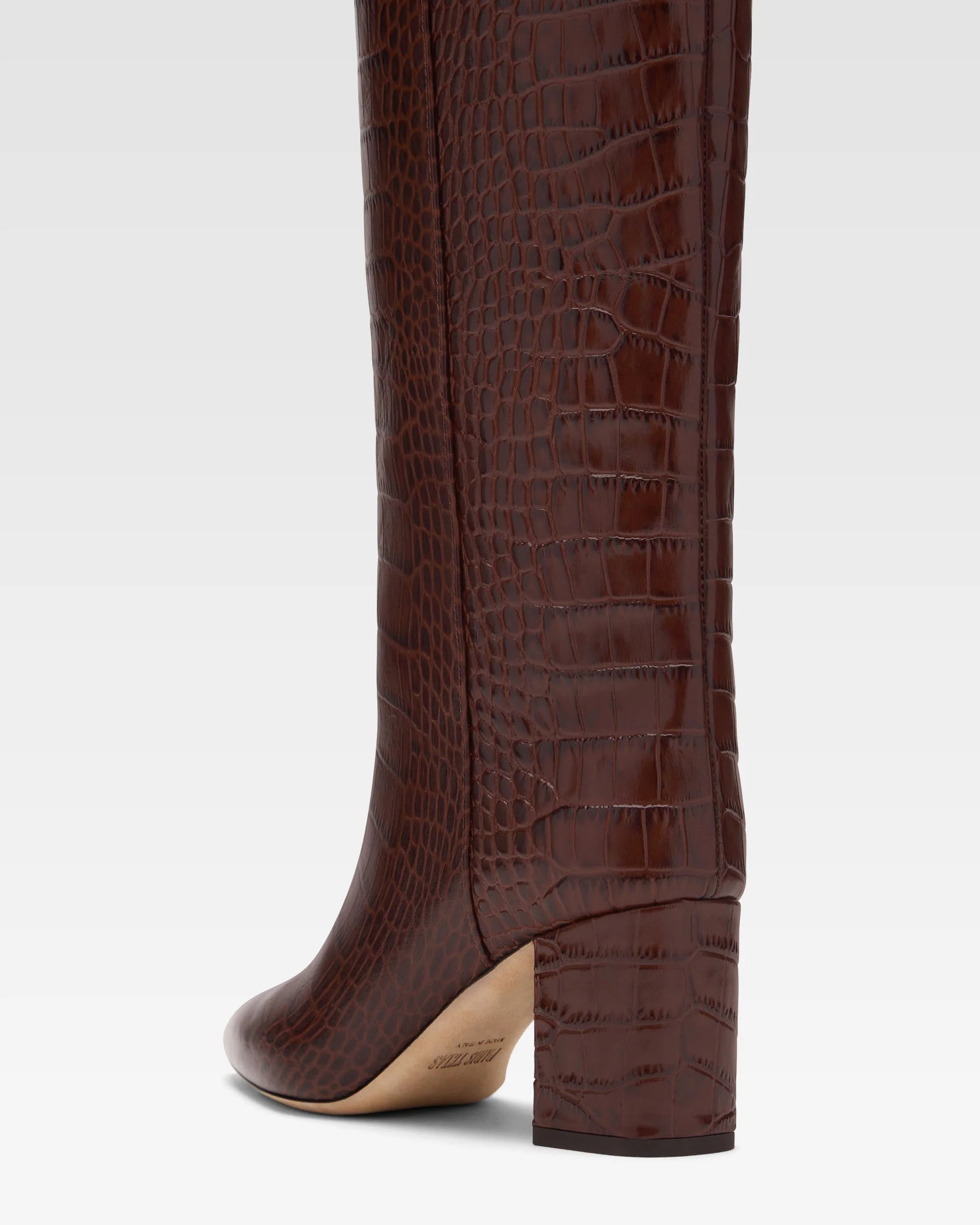 Chocolate brown croc-effect leather heel 70 boots - Image 5