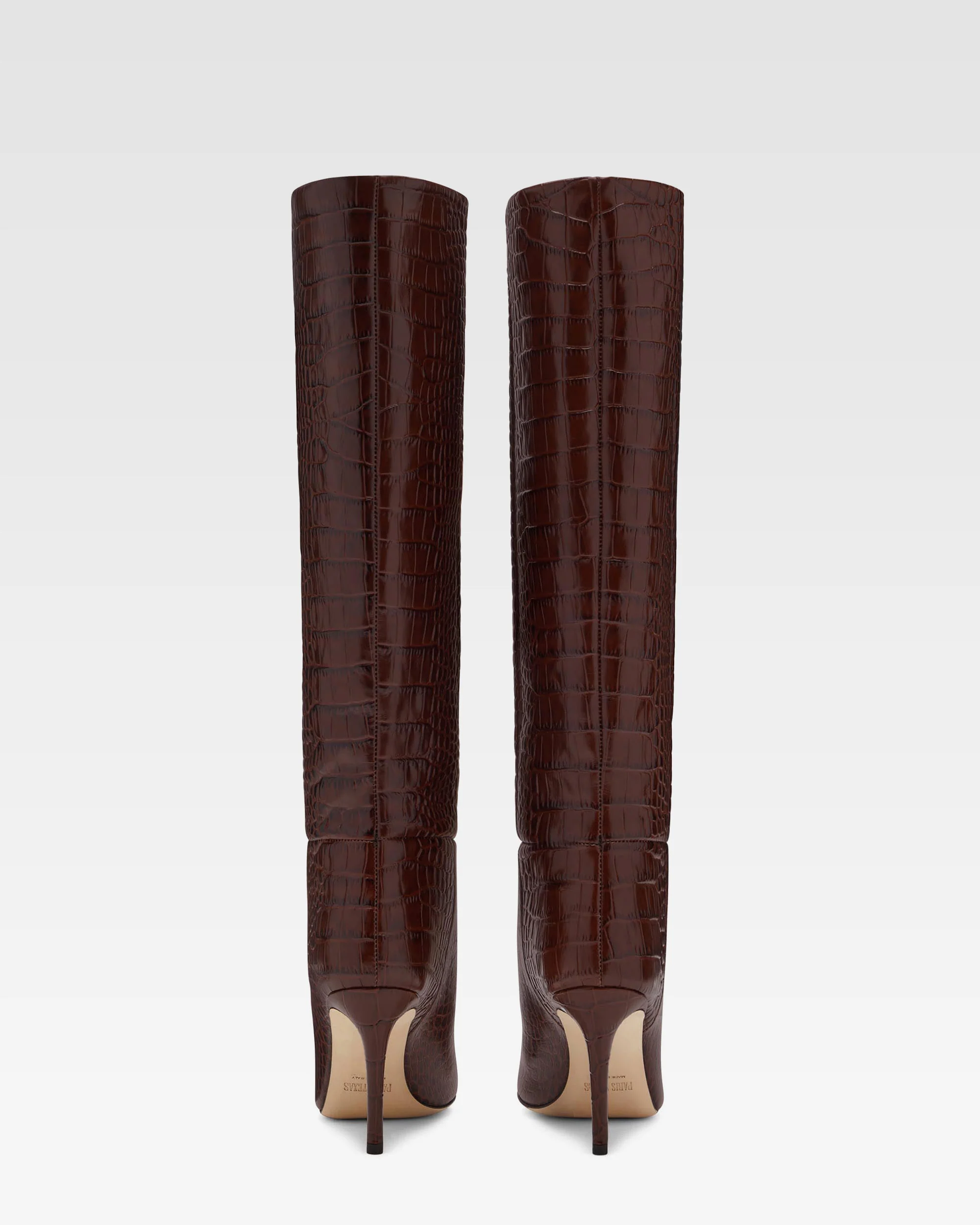Chocolate brown croc-effect leather heel 85 boots - Image 4