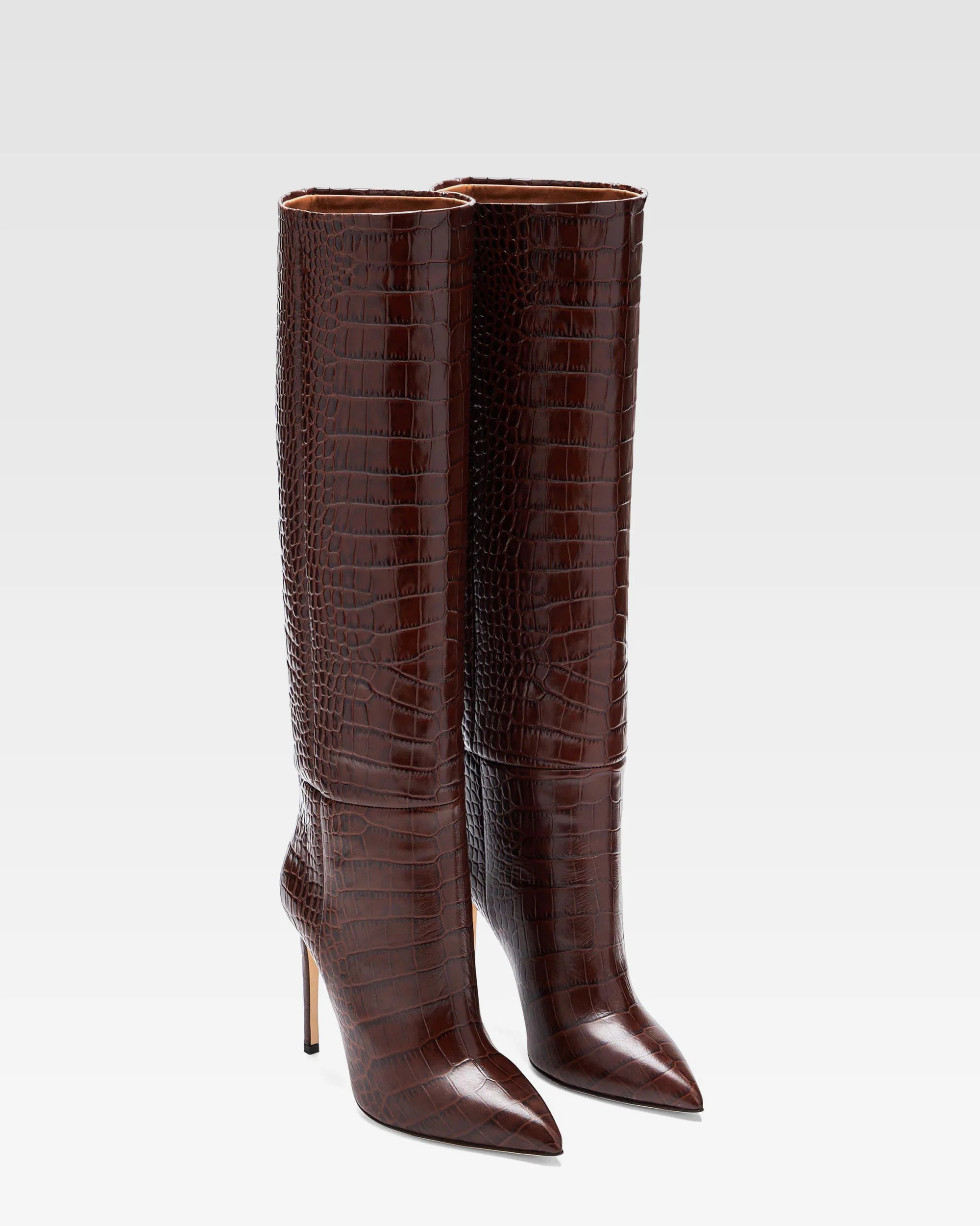 Choc brown embossed leather boot - Image 2