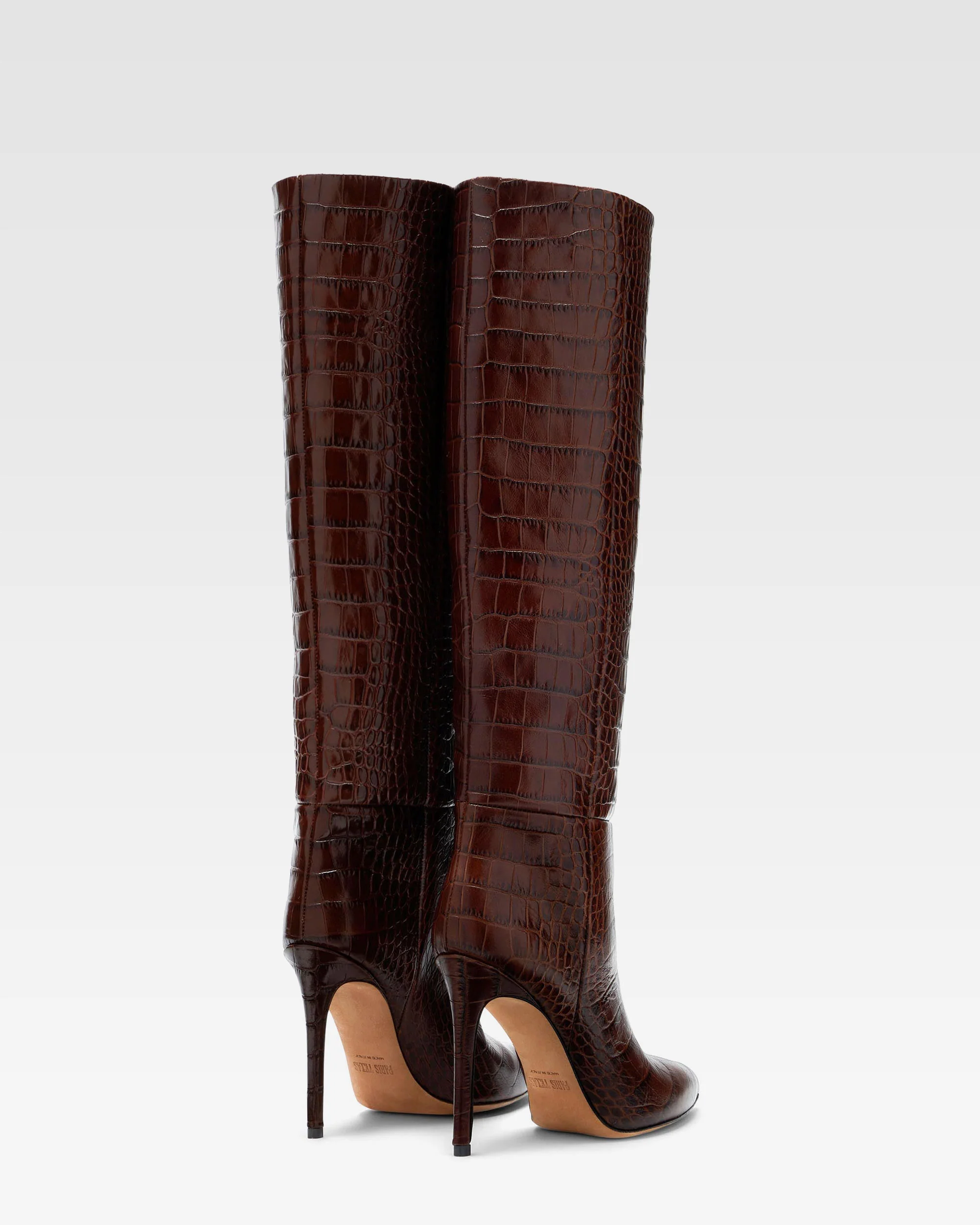Choc brown embossed leather boot - Image 3
