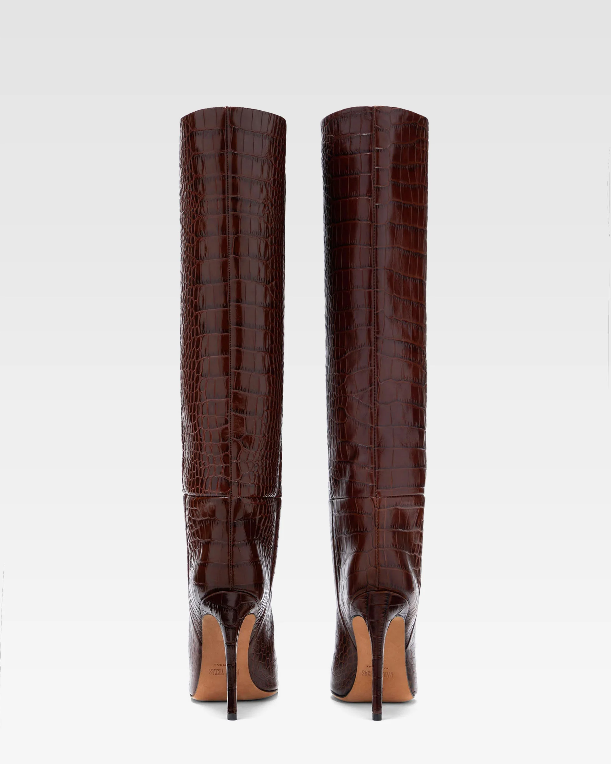 Choc brown embossed leather boot - Image 4