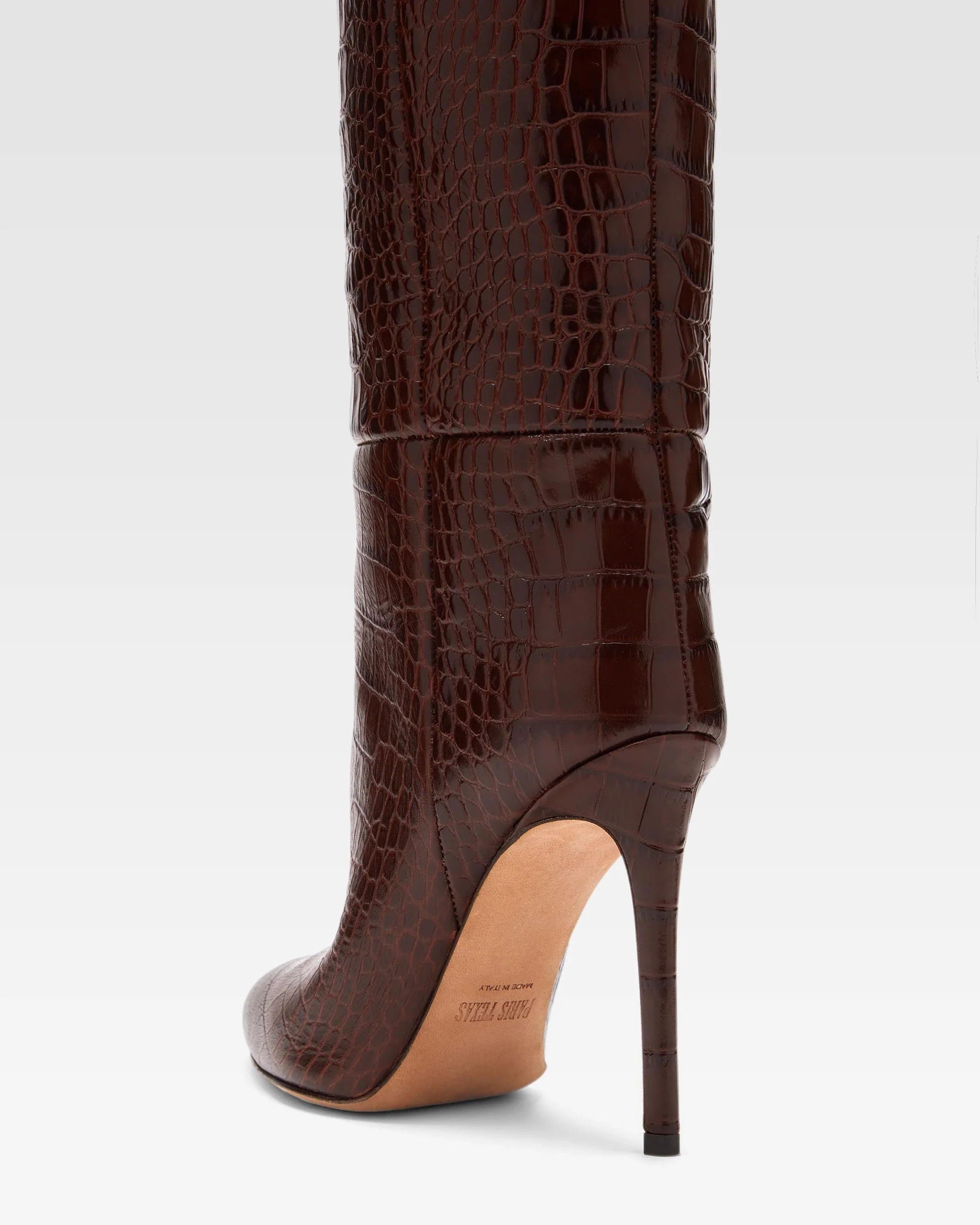 Choc brown embossed leather boot - Image 5