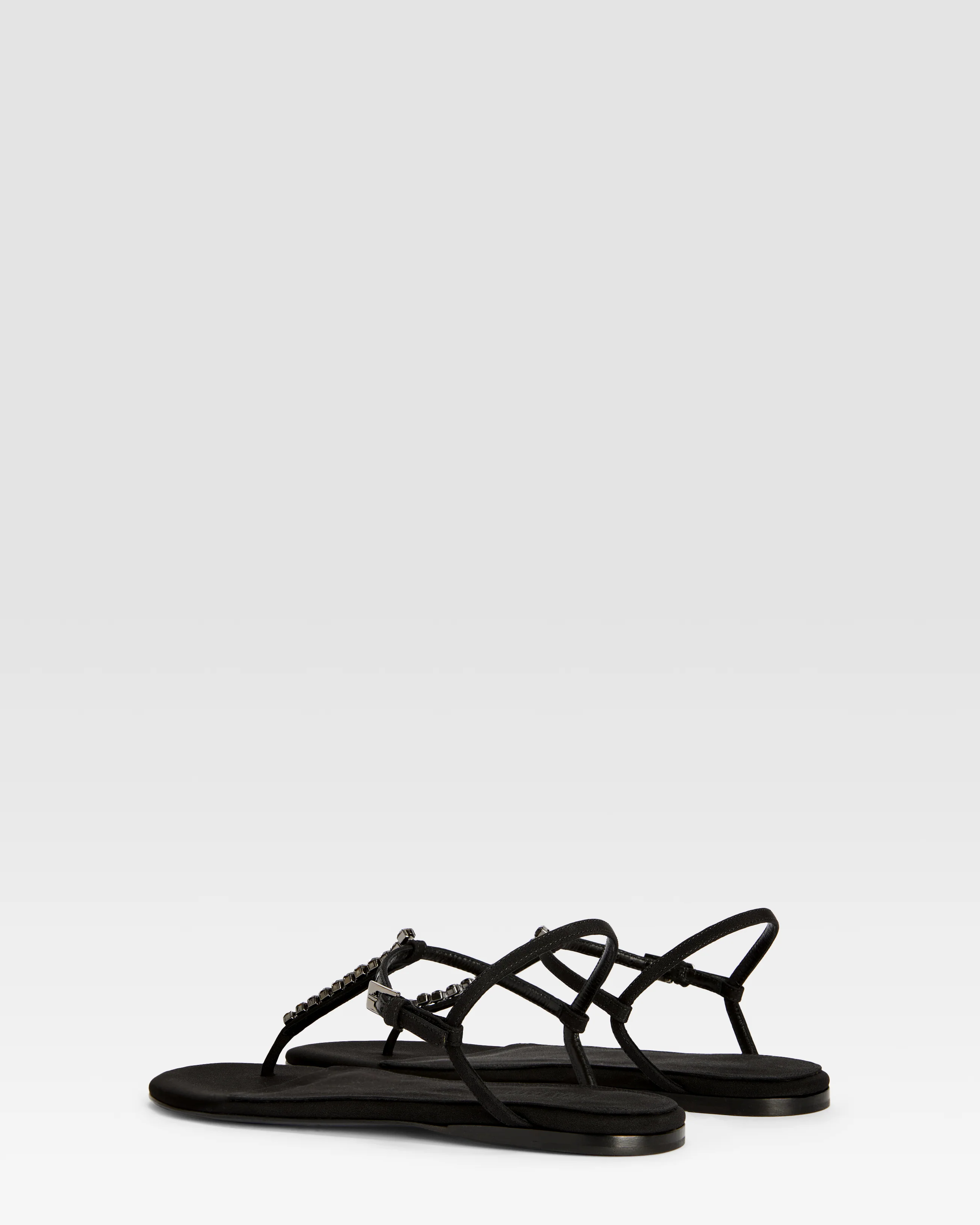 Crepe satin flat sandal with embroidered studs - Image 3