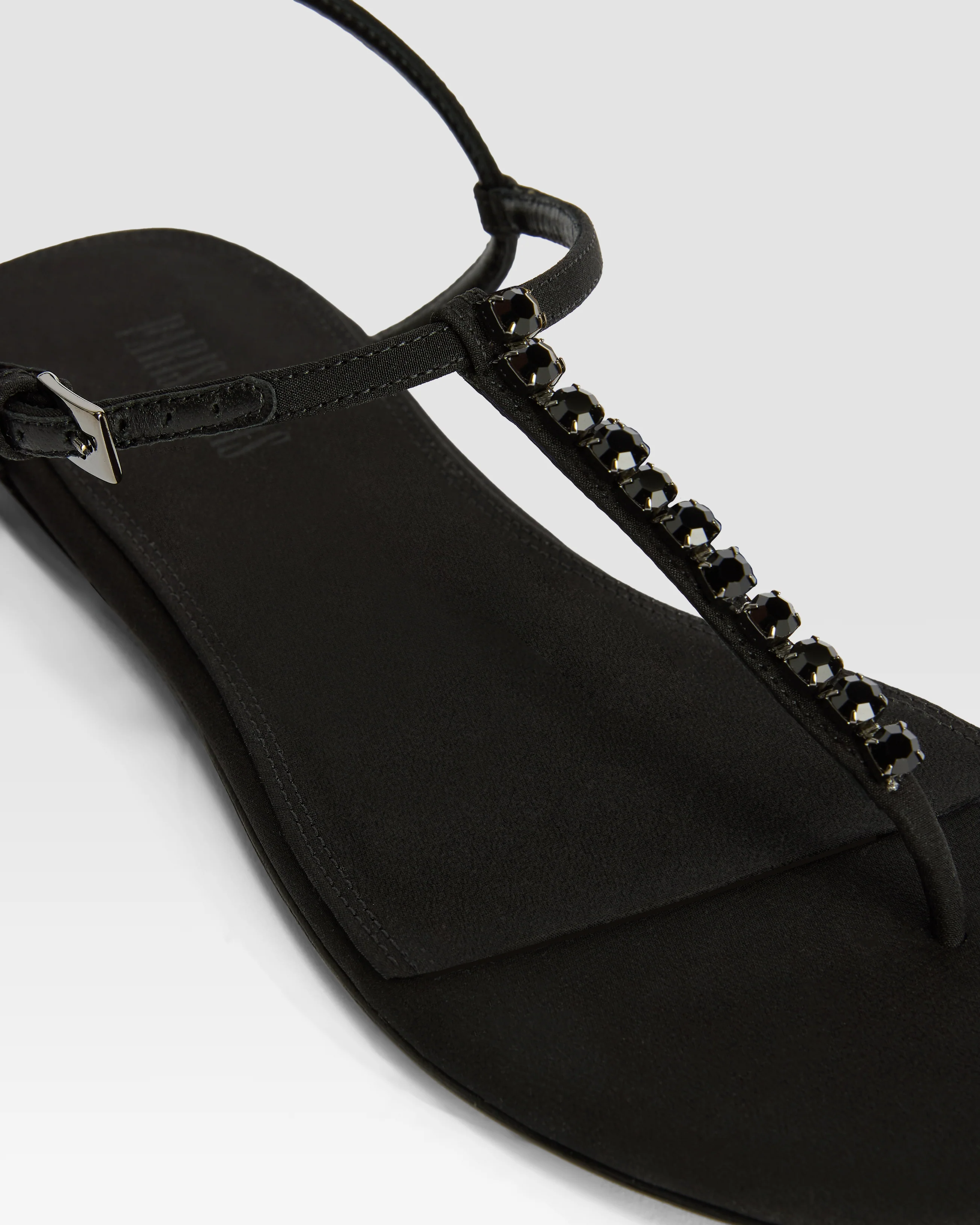 Crepe satin flat sandal with embroidered studs - Image 4