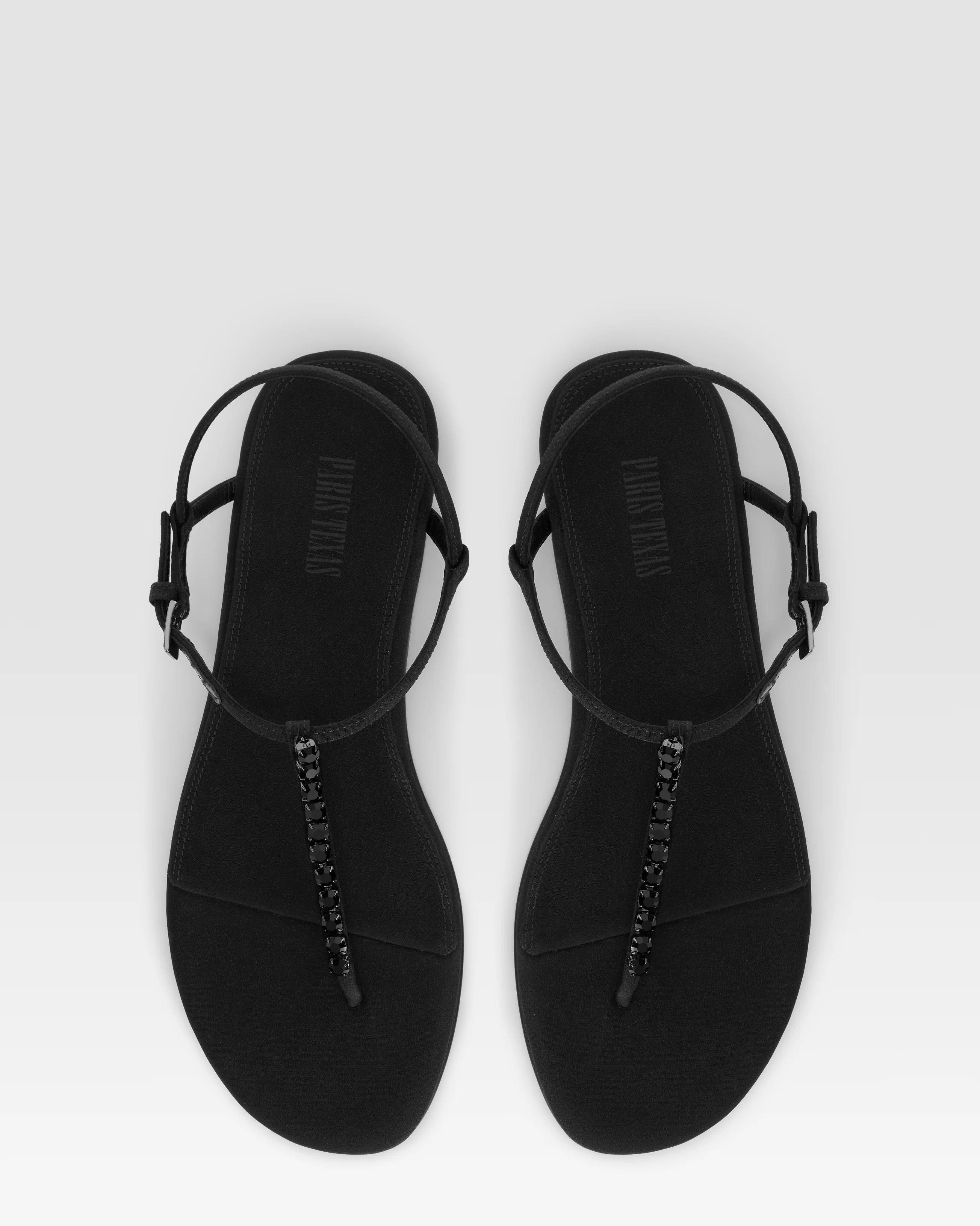 Crepe satin flat sandal with embroidered studs - Image 5
