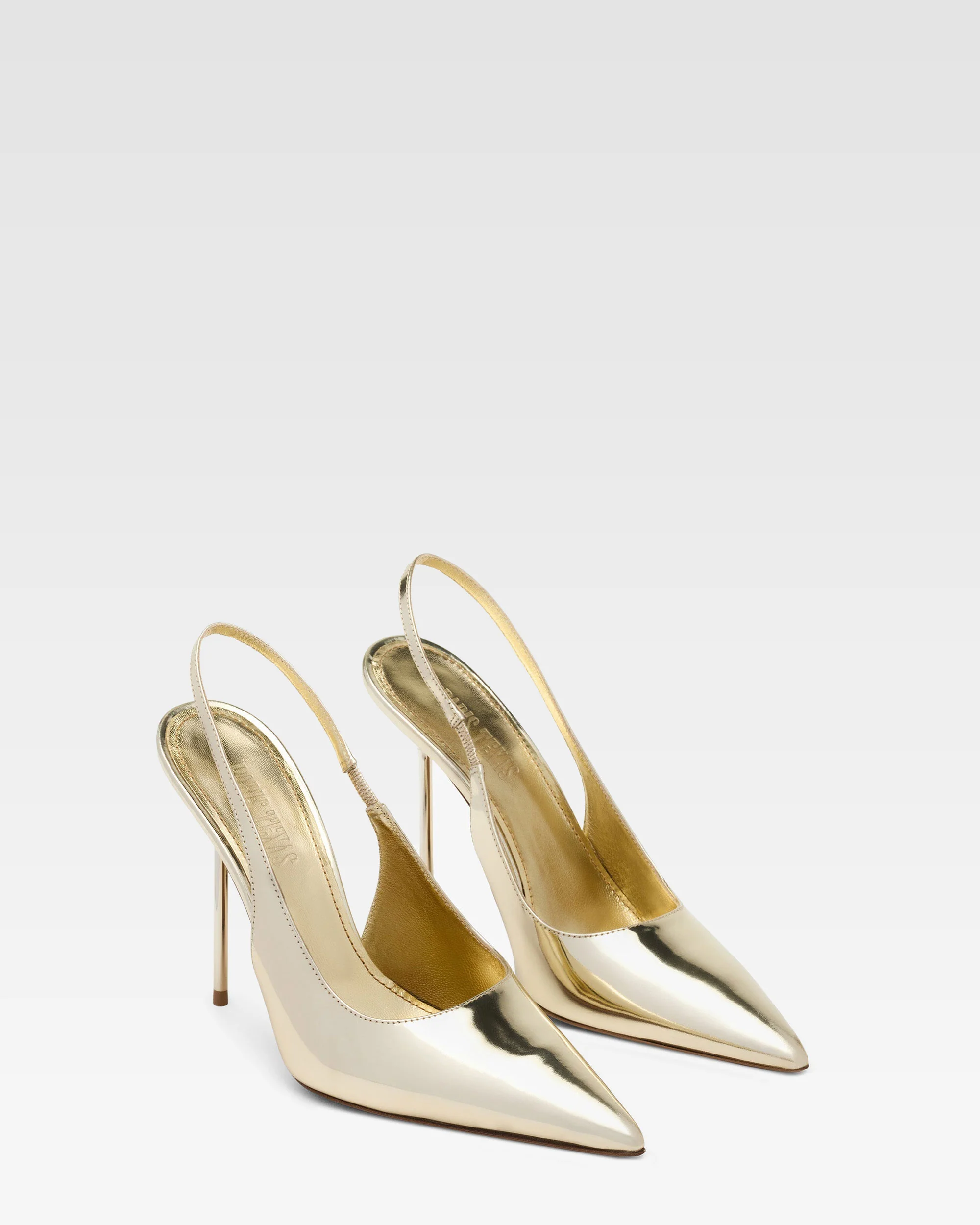 Gold mirrored leather sling-back - Image 2