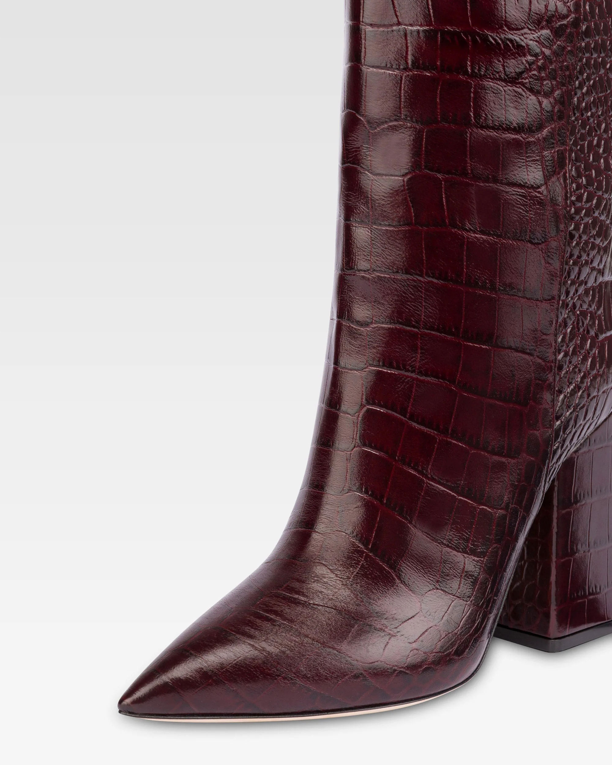 Knee-high boots in rouge noir soft croco-embossed leather - Image 5