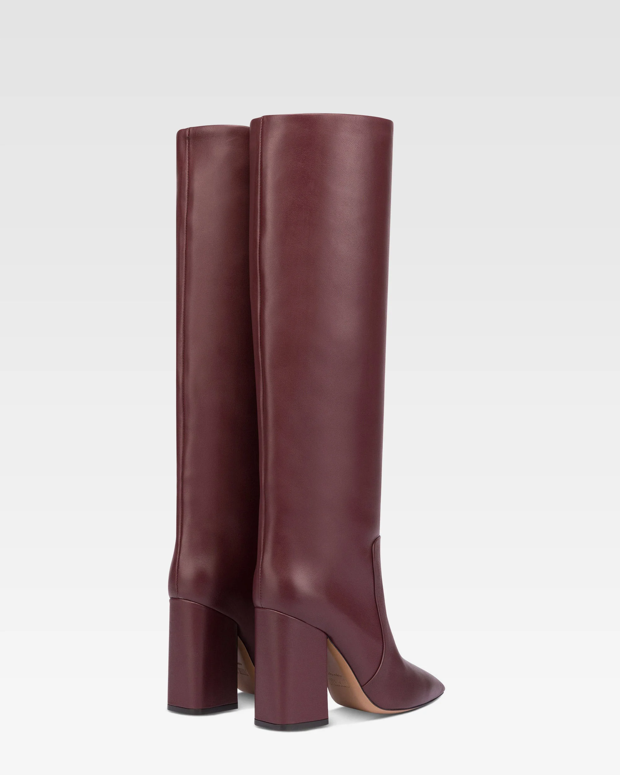 Knee-high boots in smooth burgundy leather - Image 3