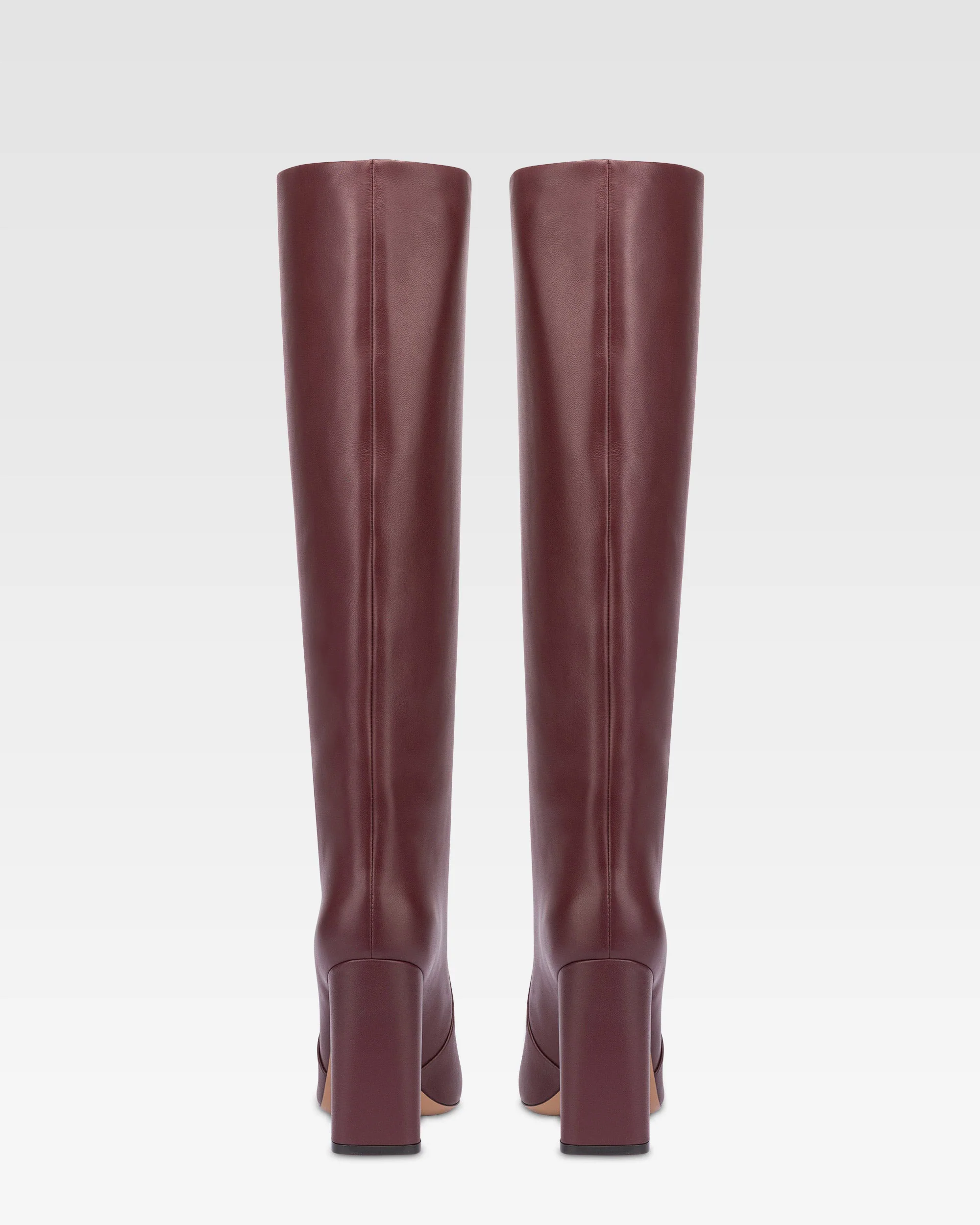Knee-high boots in smooth burgundy leather - Image 4
