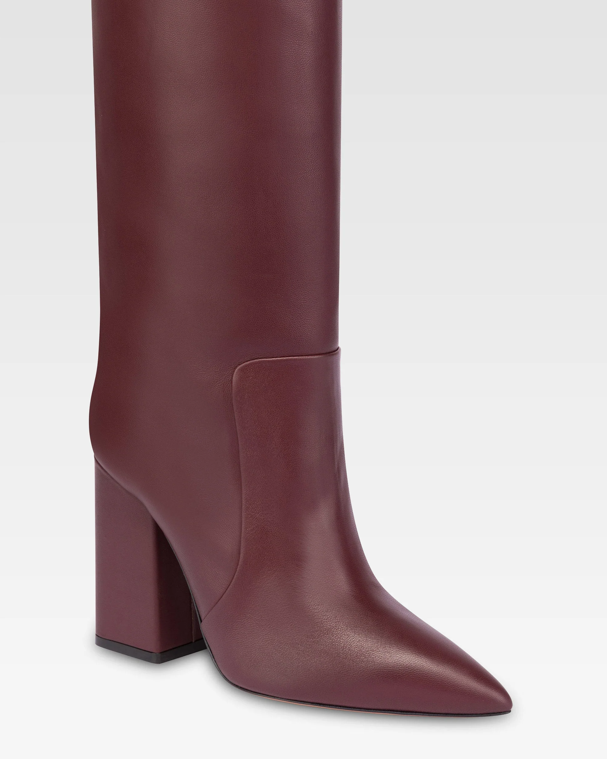 Knee-high boots in smooth burgundy leather - Image 5
