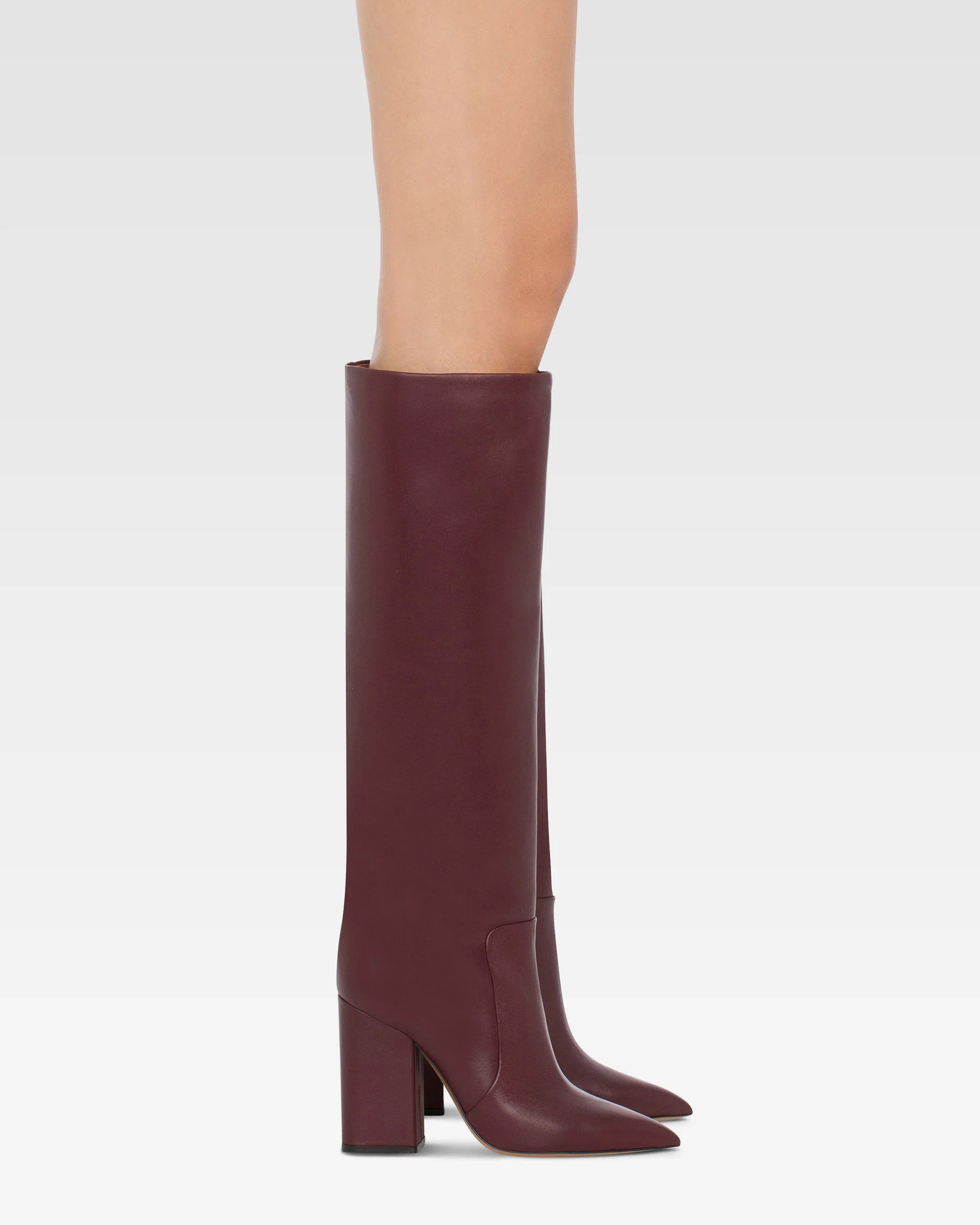 Knee-high boots in smooth burgundy leather - Image 6