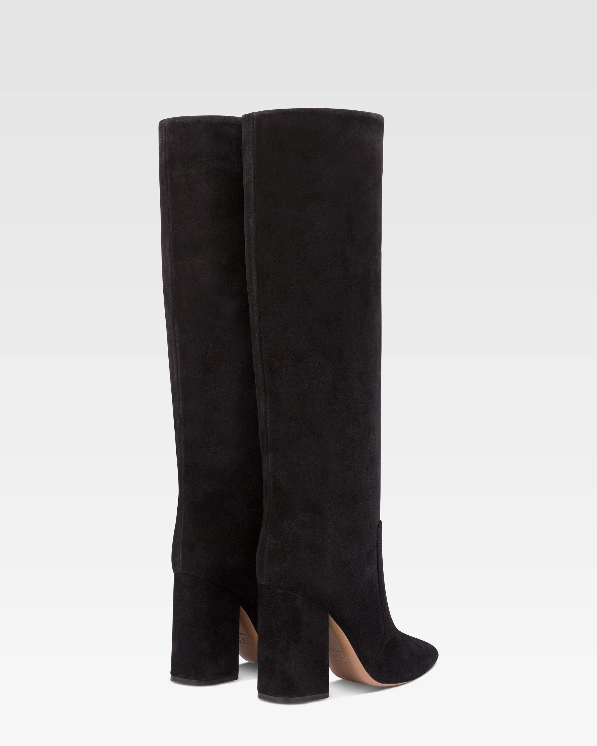 Knee-high boots in soft off-black suede leather - Image 3
