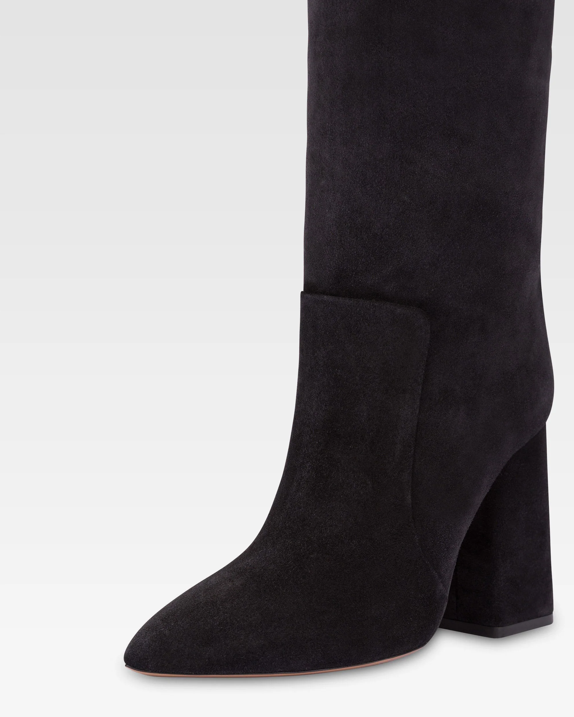 Knee-high boots in soft off-black suede leather - Image 5