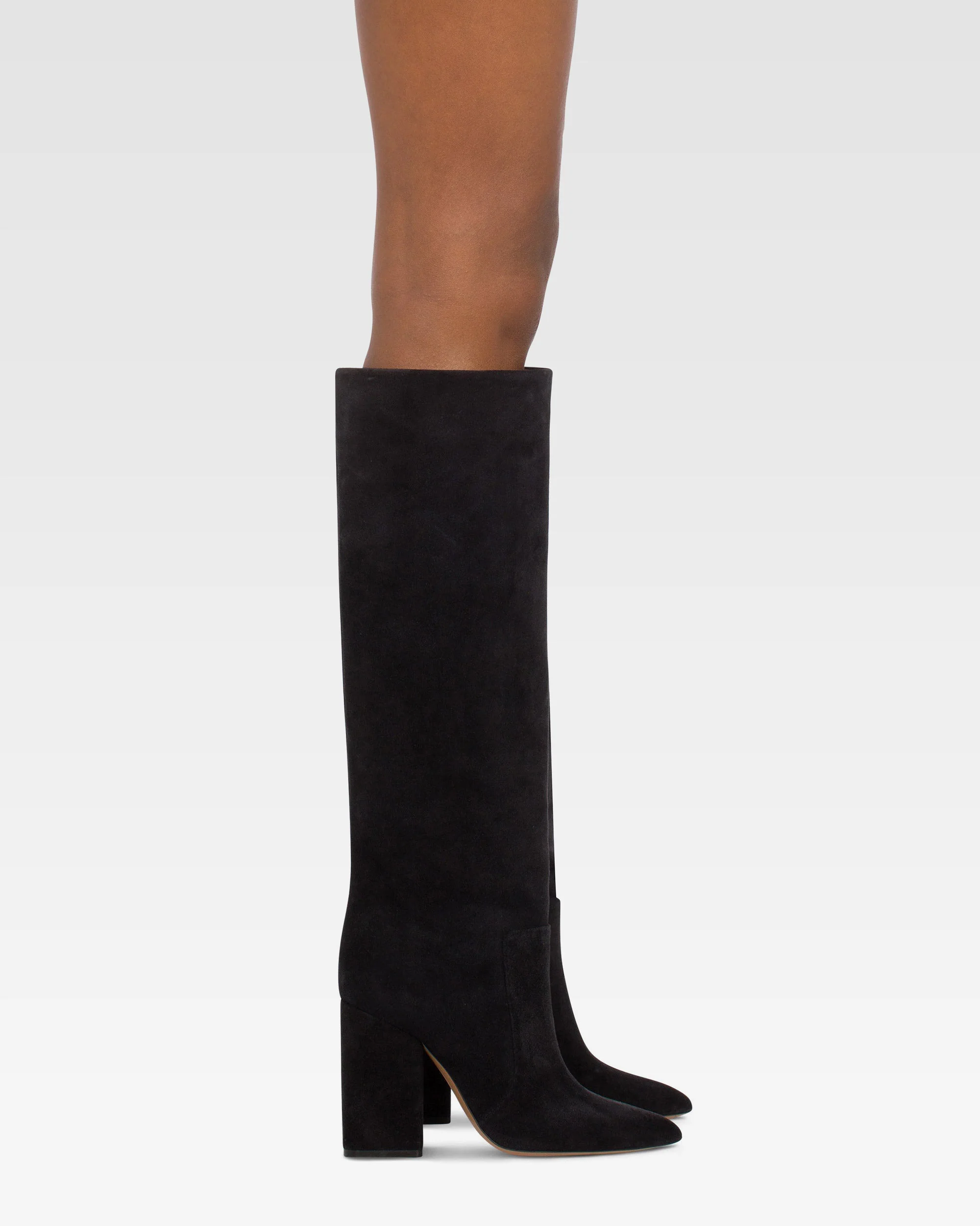 Knee-high boots in soft off-black suede leather - Image 6