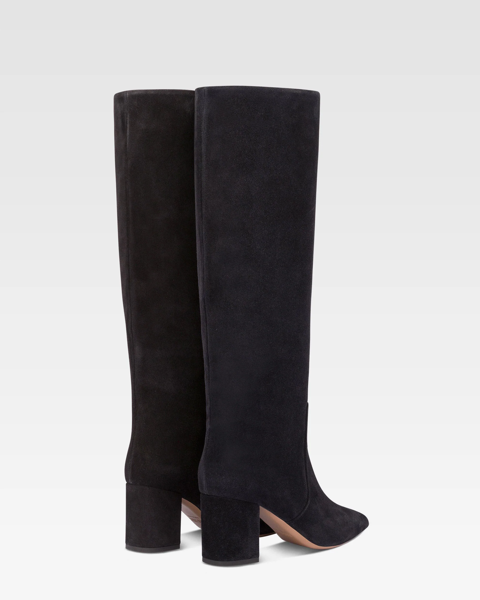 Knee-high boots in soft off-black suede leather - Image 3