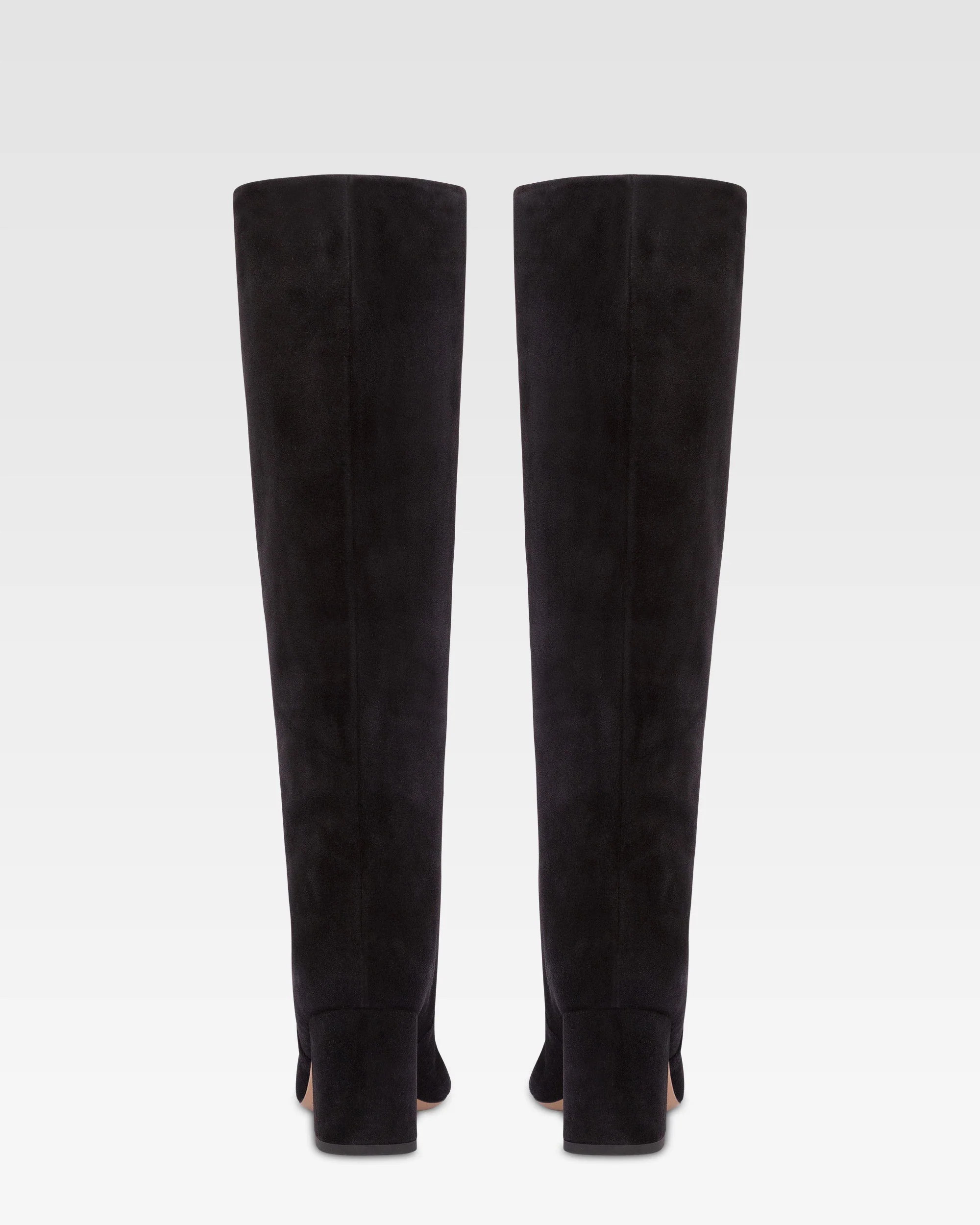 Knee-high boots in soft off-black suede leather - Image 4