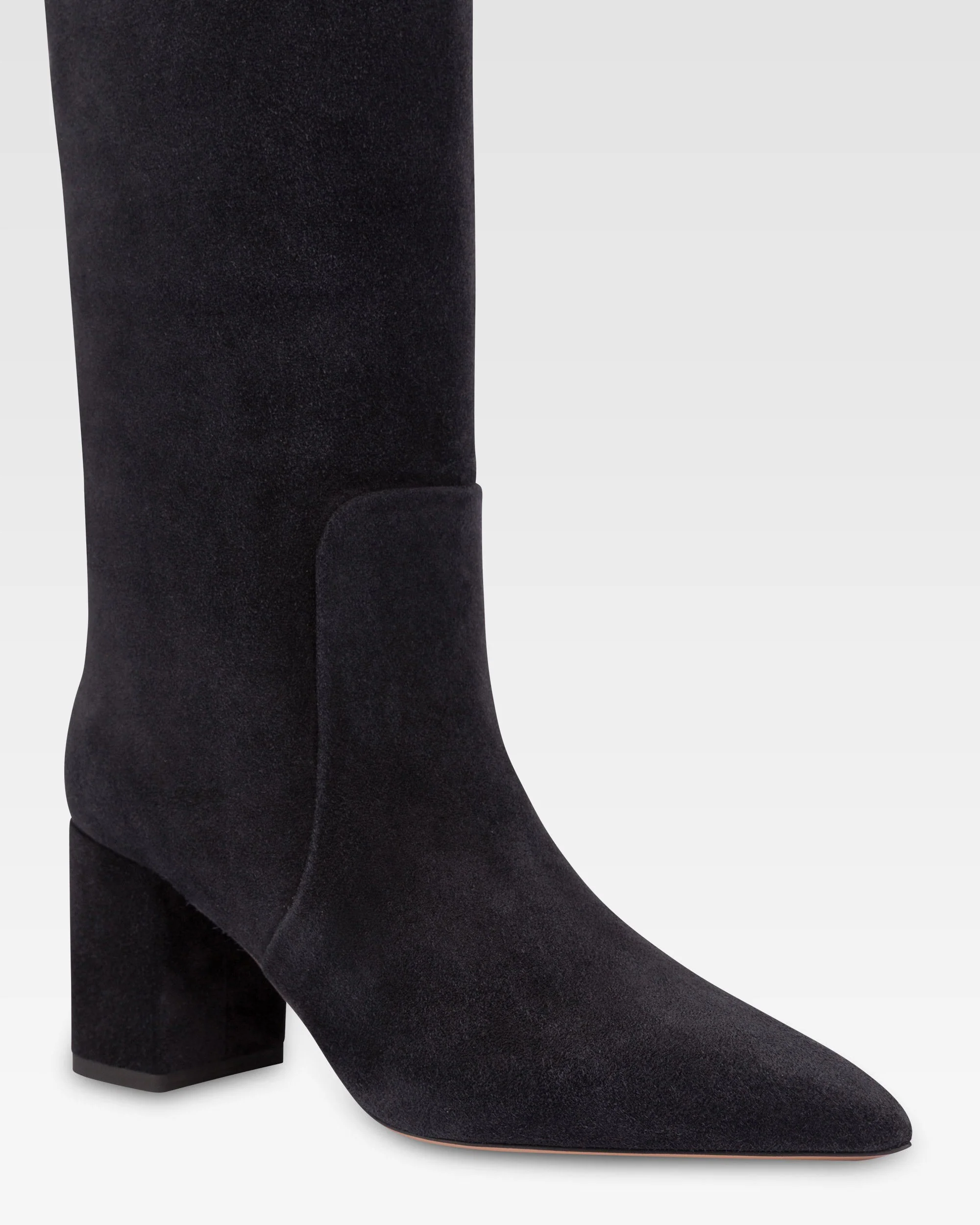 Knee-high boots in soft off-black suede leather - Image 5