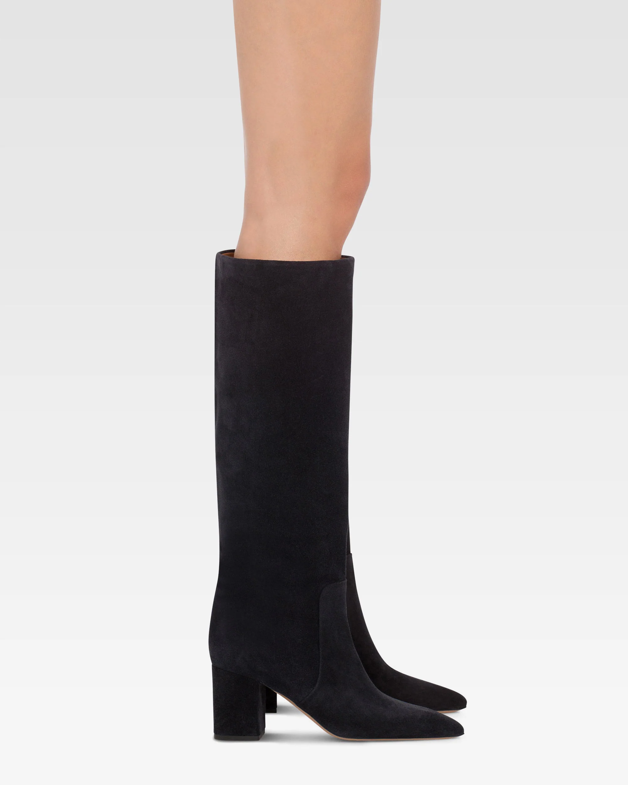 Knee-high boots in soft off-black suede leather - Image 6