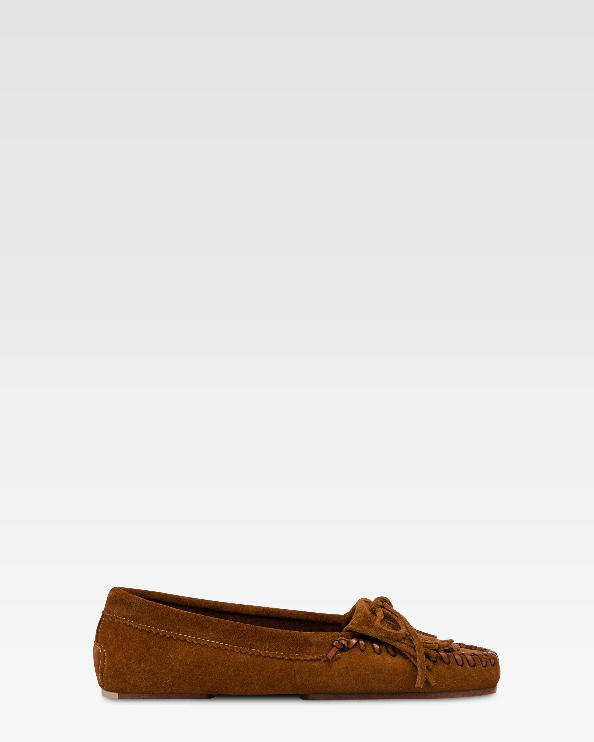 Loafers in cognac suede leather