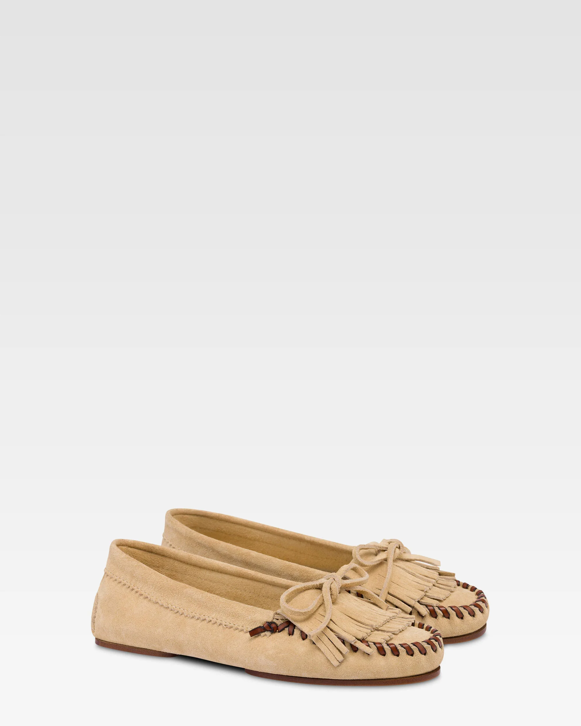 Loafers in ecru suede leather - Image 2
