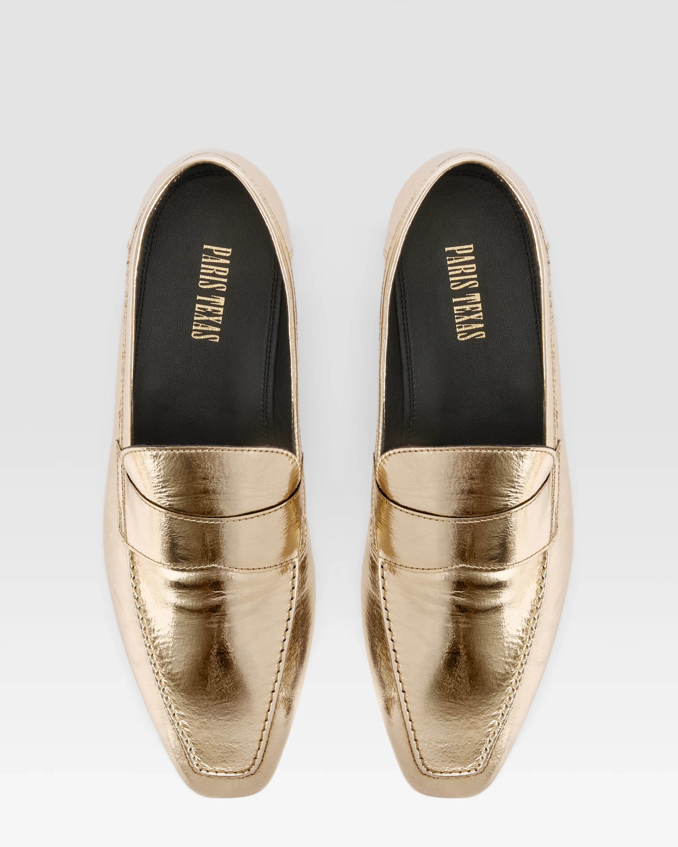 Metallic-effect pleated leather flat loafer - Image 5