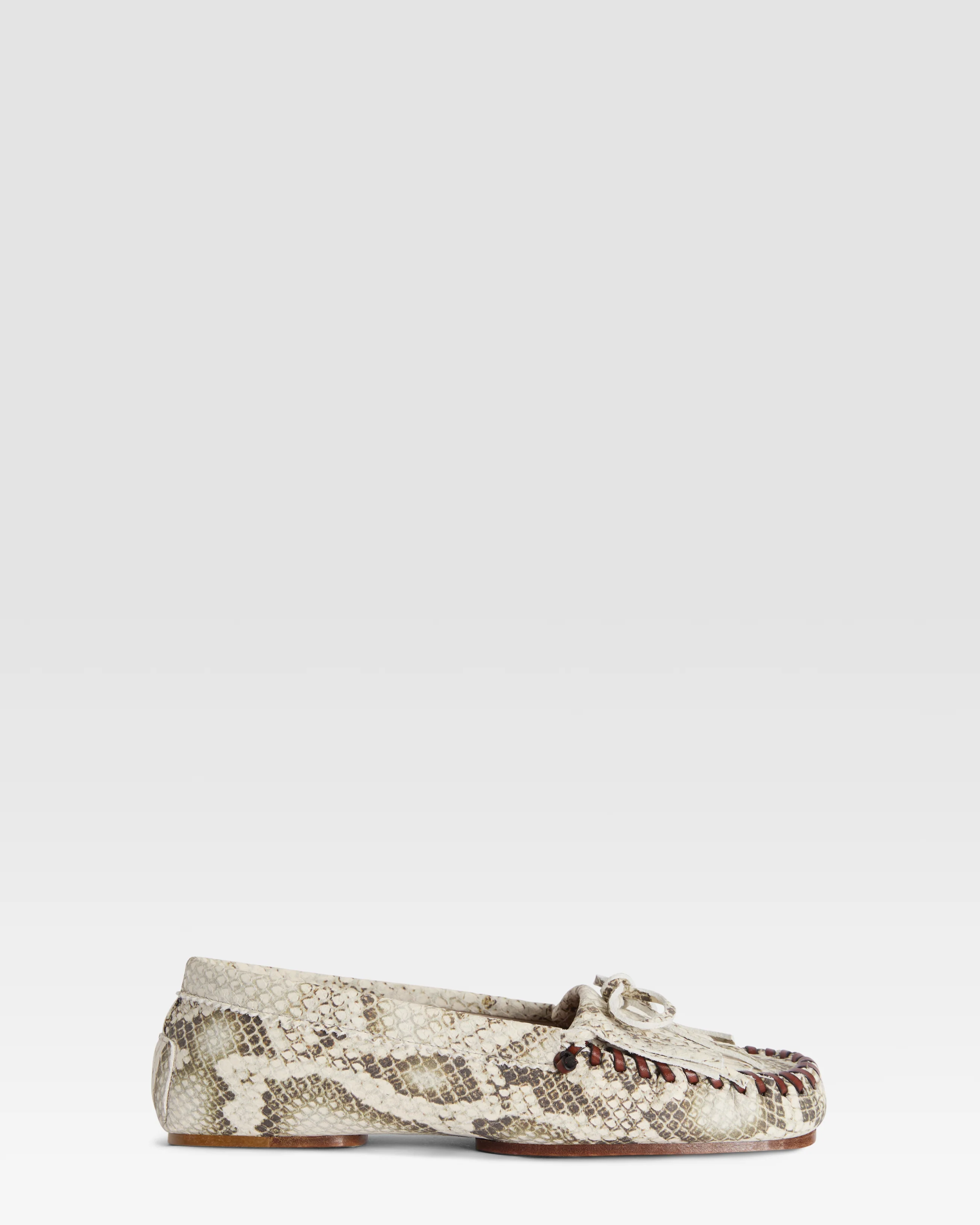 Python-print leather loafer