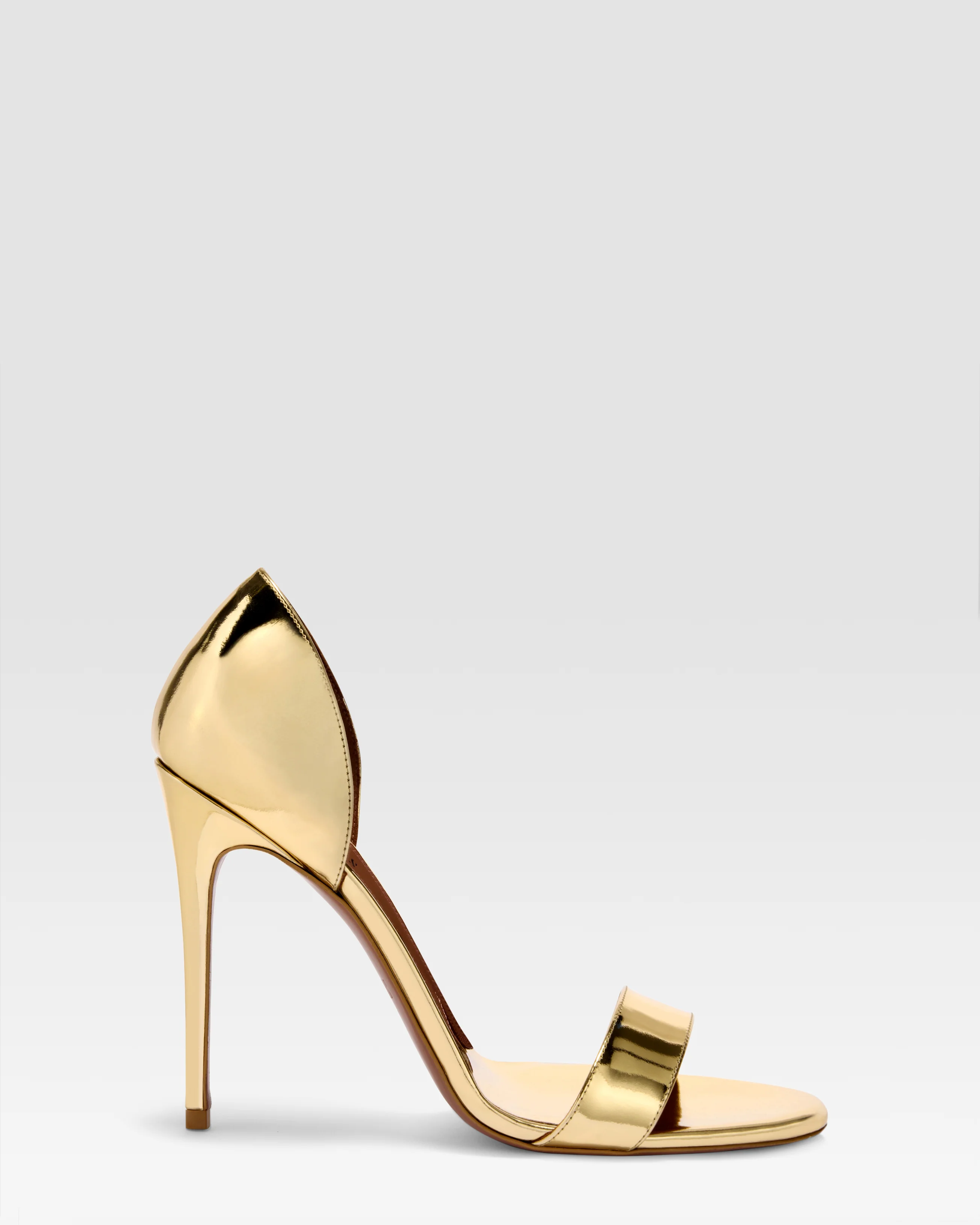 METALLIC LEATHER SANDAL WITH MIRROR EFFECT