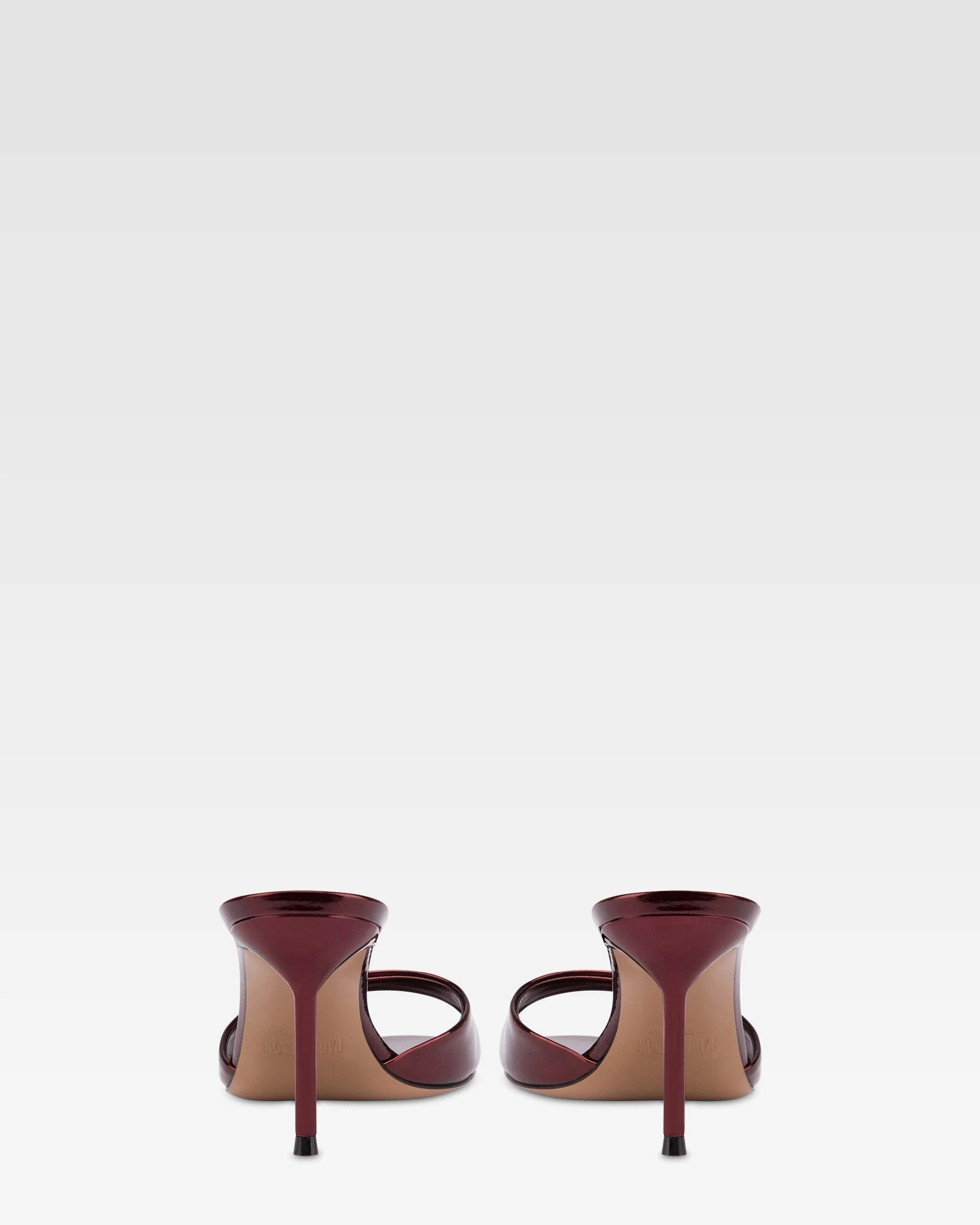 Mules in maroon mirror-effect leather - Image 4