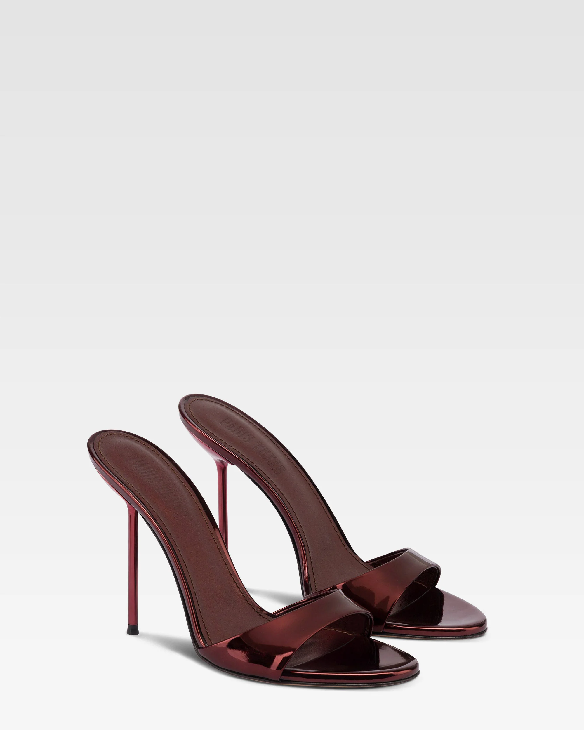 Mules in maroon mirror-effect leather - Image 2