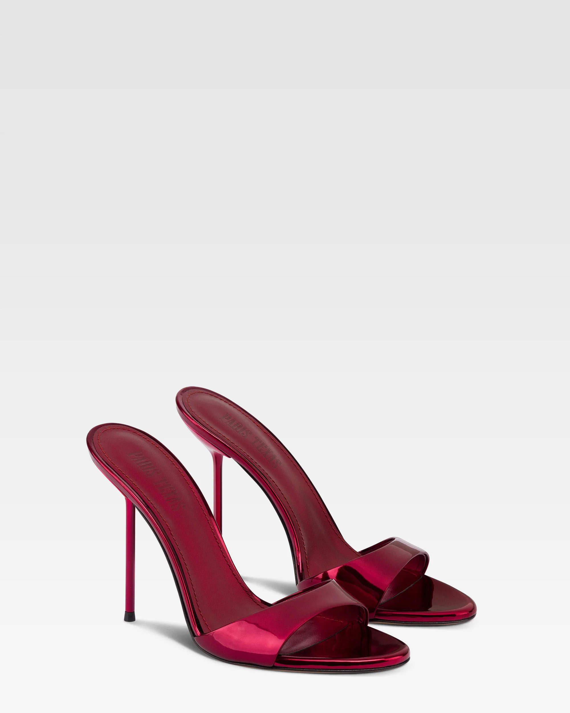 Mules in red mirror-effect leather - Image 2