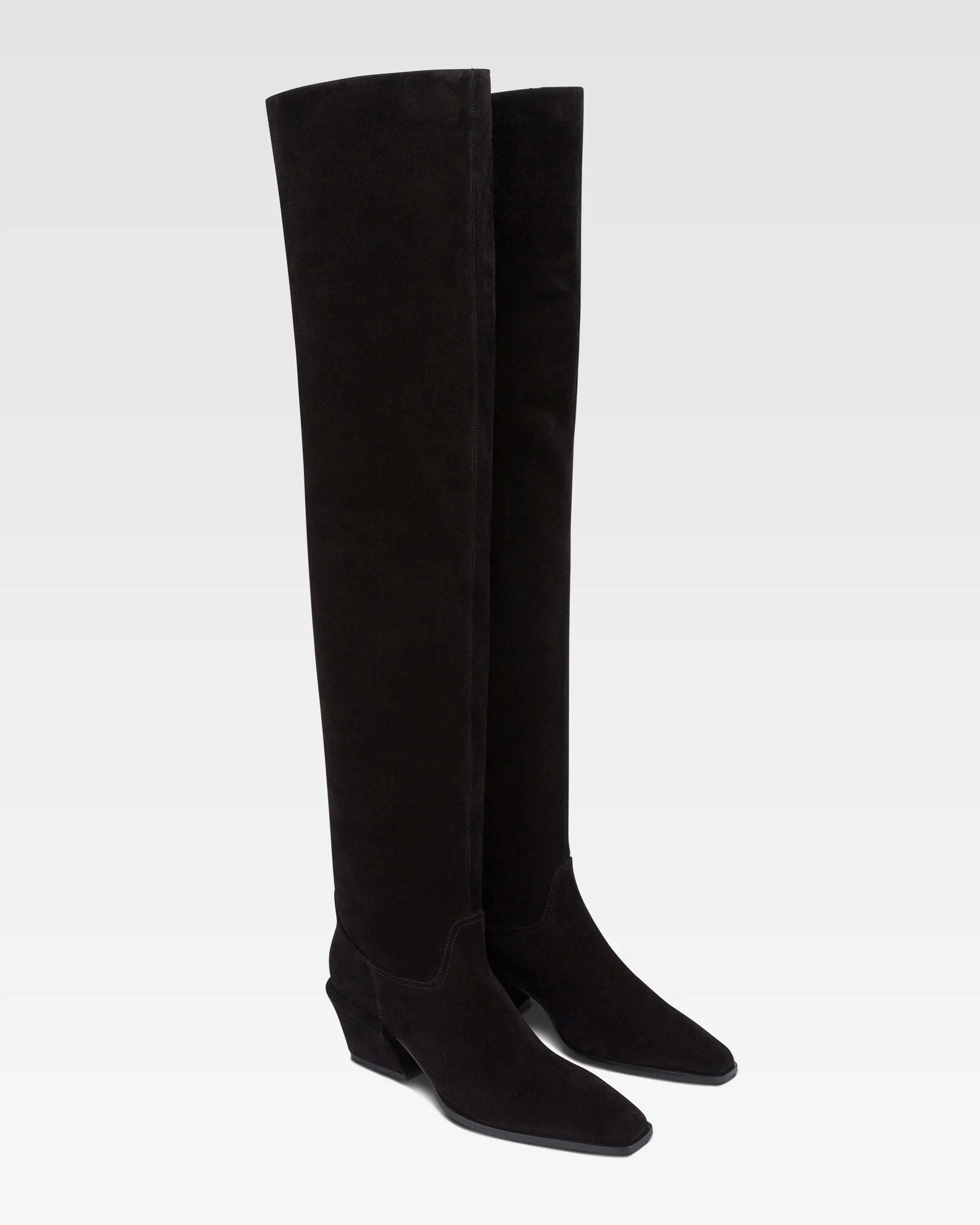 Over-the-knee boots in black calf suede leather - Image 2