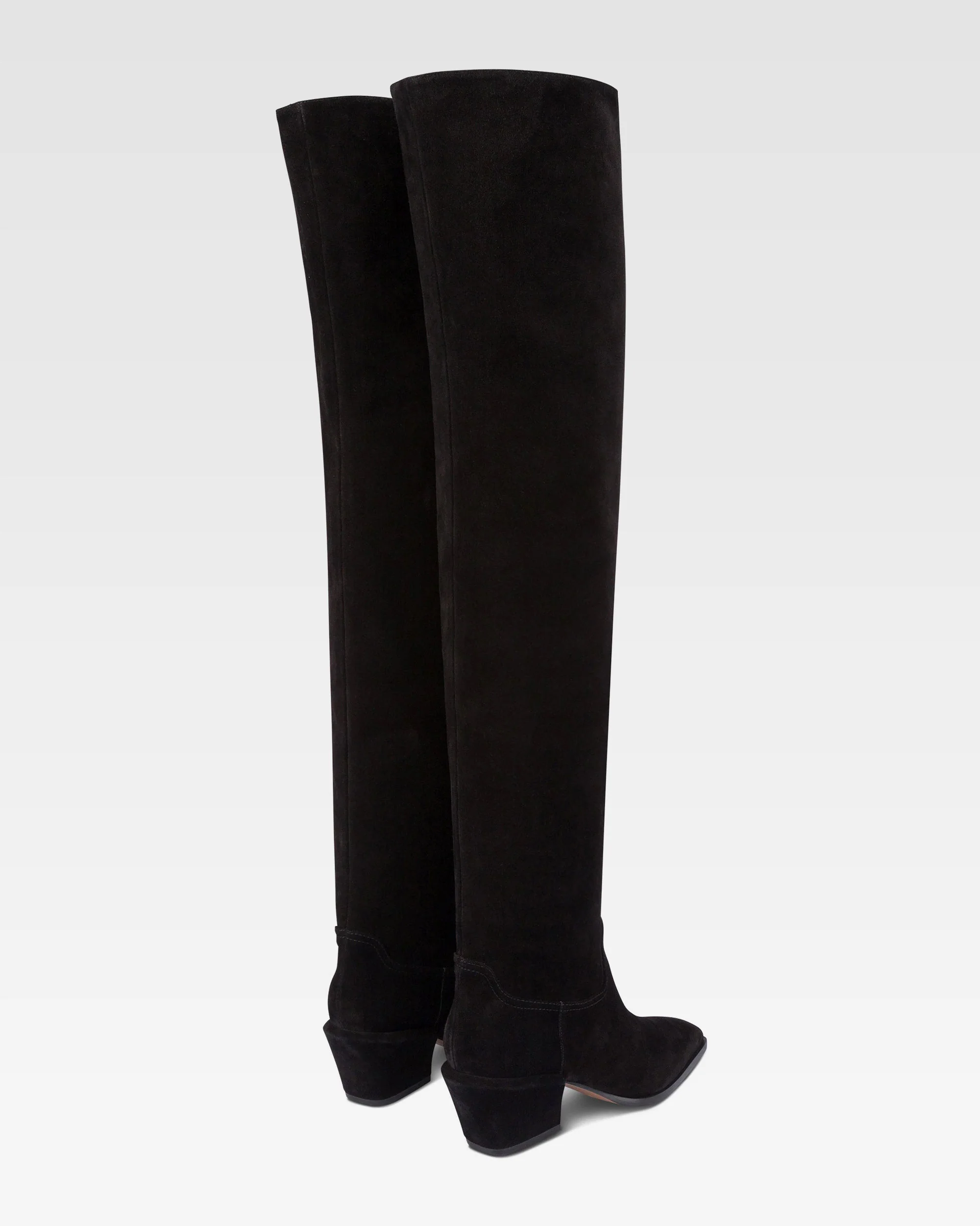 Over-the-knee boots in black calf suede leather - Image 3
