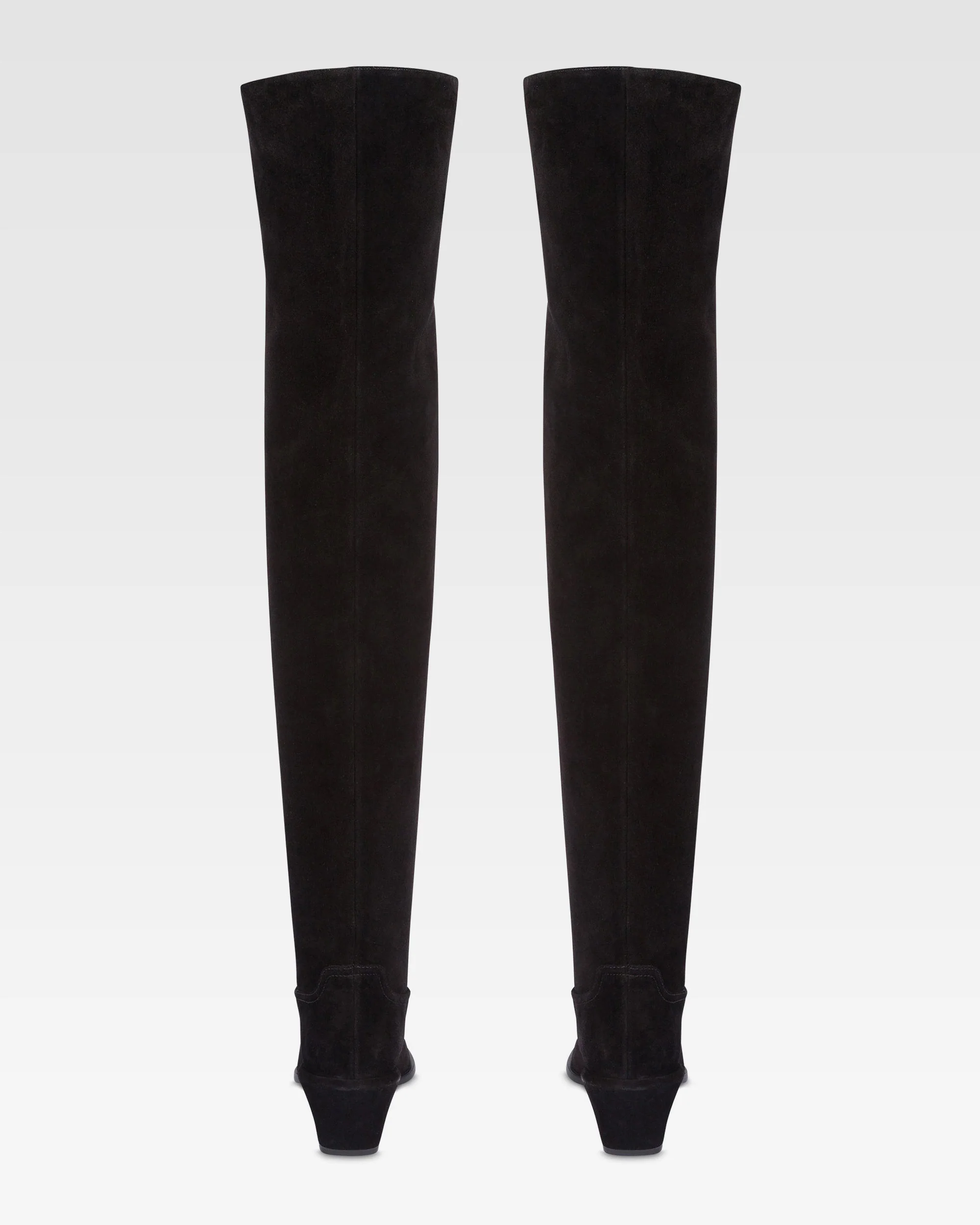 Over-the-knee boots in black calf suede leather - Image 4