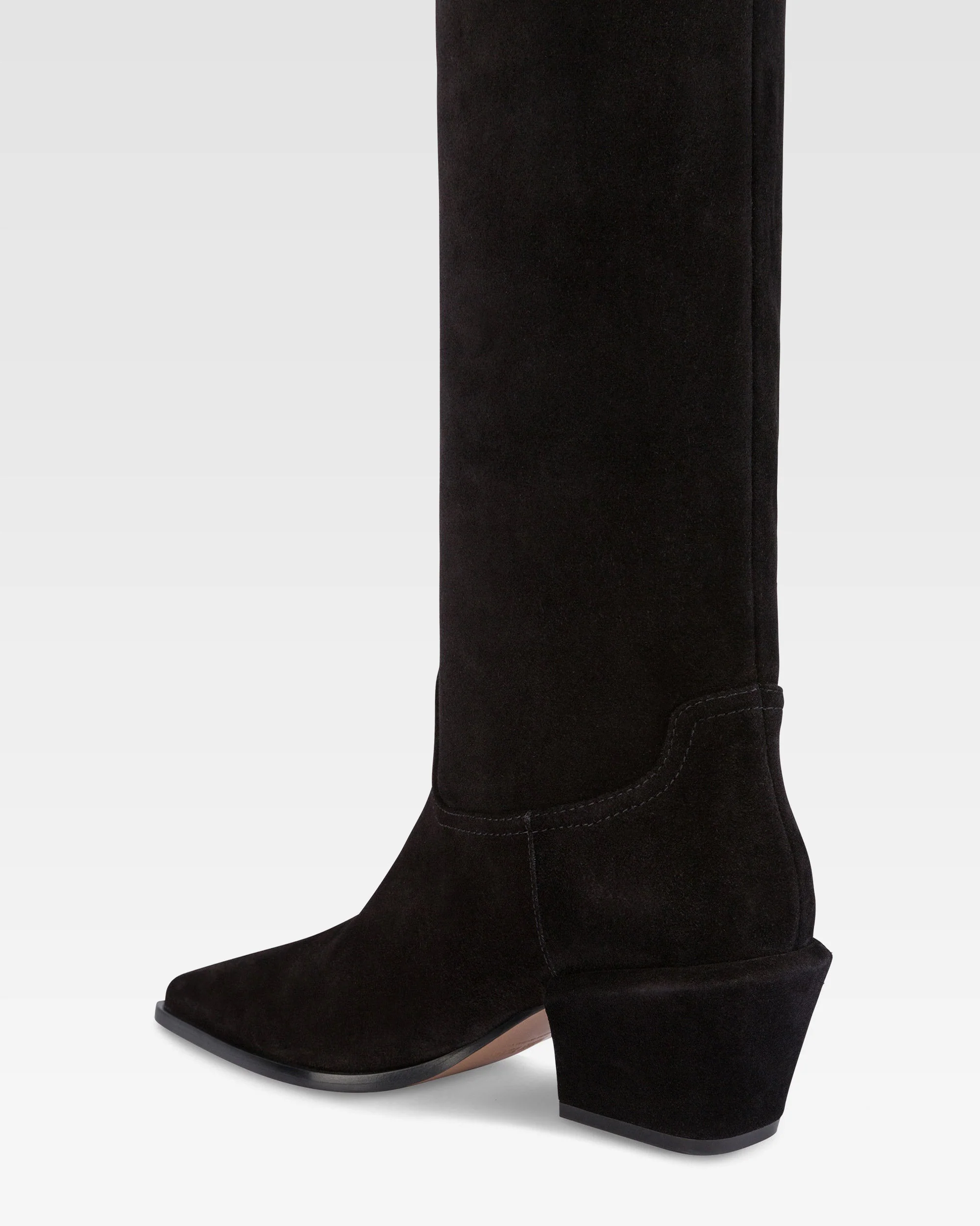 Over-the-knee boots in black calf suede leather - Image 5